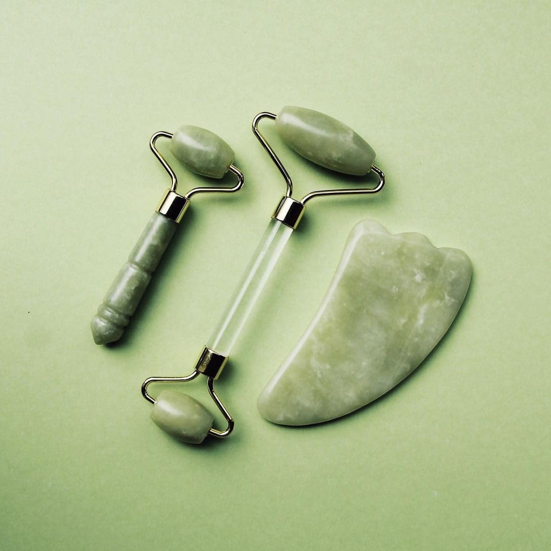 Mei Apothecary Mini Jade Face Roller - Authentic Jade Roller for Tension Relief, Puffiness & Radiant Skin, Relaxing Face Massager for All Skin Types