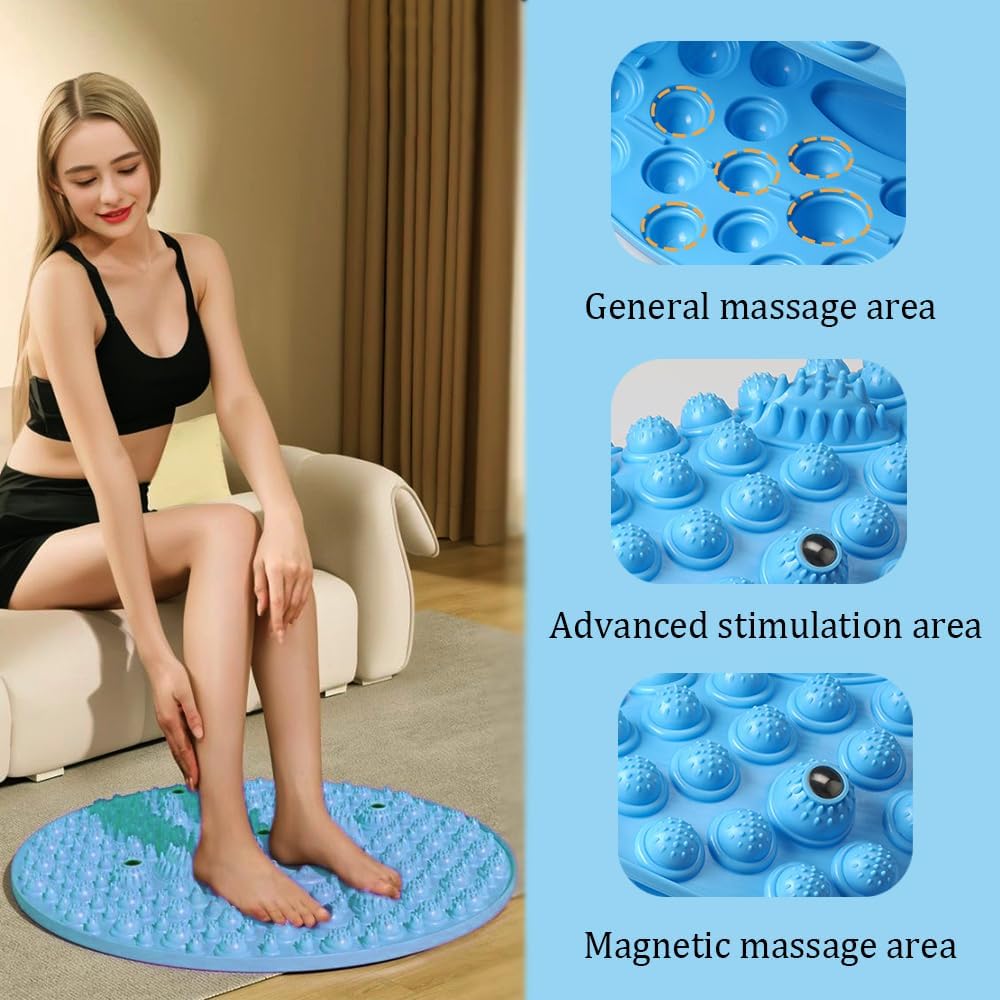 MIUPOO Foot Massage Mat,Relaxation Massage Mat Feet Massage Pad,Acupressure Mat for Feet,Anti Fatigue Walk Stone Acupoint Mat Particle Portable Massage Tool for Walking Long Sitting,Blue,13.4Inches