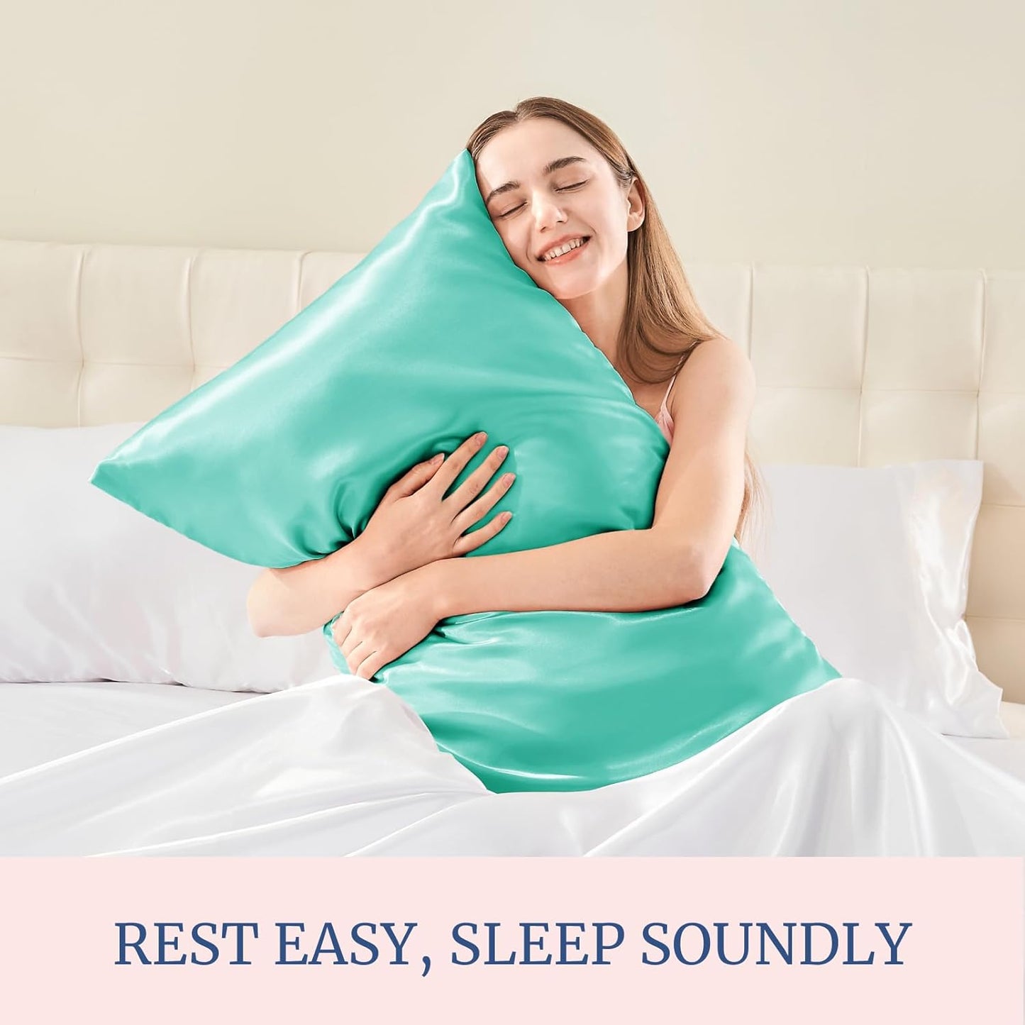 BEDELITE Satin Pillowcase for Hair and Skin, Super Soft Similar to Silk Pillow Cases 4 Pack with Envelope Closure, Cooling Pillowcases for Women Men (20"x30" Queen Size, Turquoise)