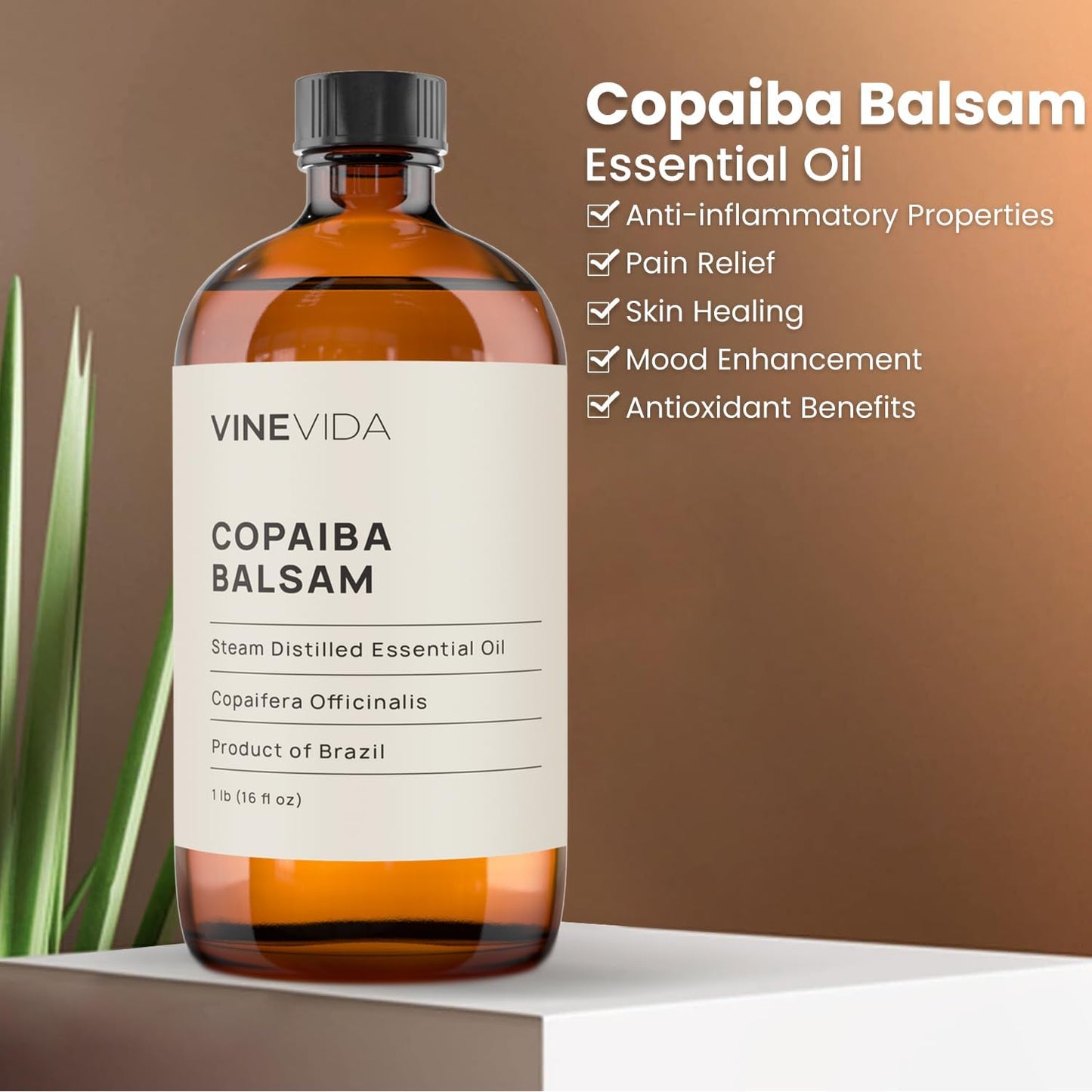 VINEVIDA Copaiba Balsam Essential Oil 16 oz - Undiluted Oil for Candlemaking & Soap Making - DIY Candle Scents