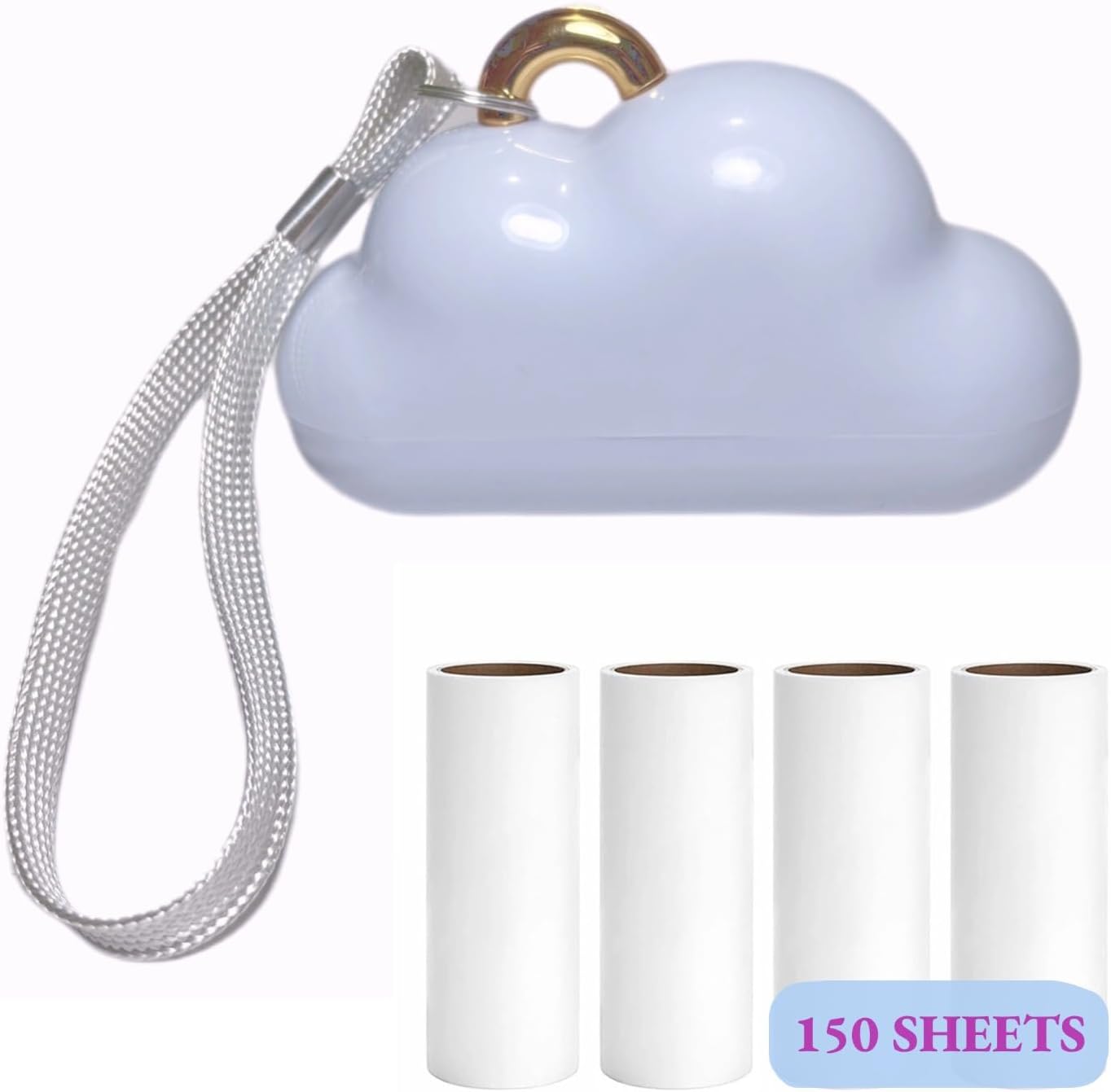 Portable Lint Roller 150 Sheets Travel Size, Mini Lint Roller for Clothes and Reusable Pet Hair Remover, Cute Small Sticky Dust Remover Refillable