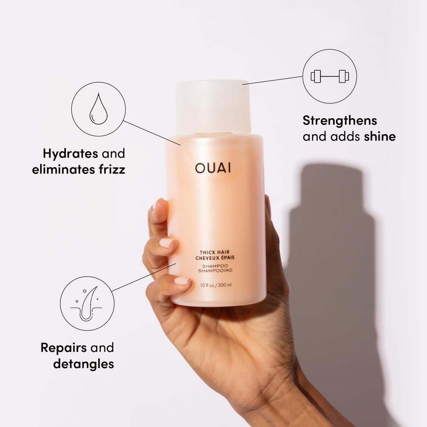 OUAI Thick Shampoo Refill - Moisturizing Shampoo with Keratin, Marshmallow Root, Shea Butter & Avocado Oil for Thick Hair - Strengthens & Hydrates - Paraben, Phthalate & Sulfate Free (32 Fl Oz)
