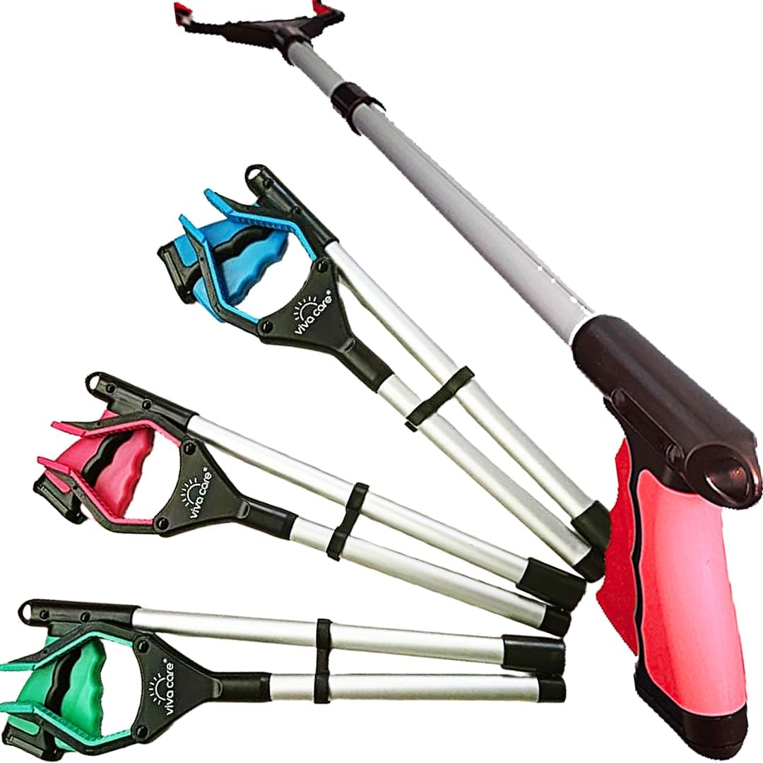 VIVA CARE Grabber Reacher Pickup Tool – Foldable, Lightweight, an Arm Extension for Seniors and Injured [Rose]