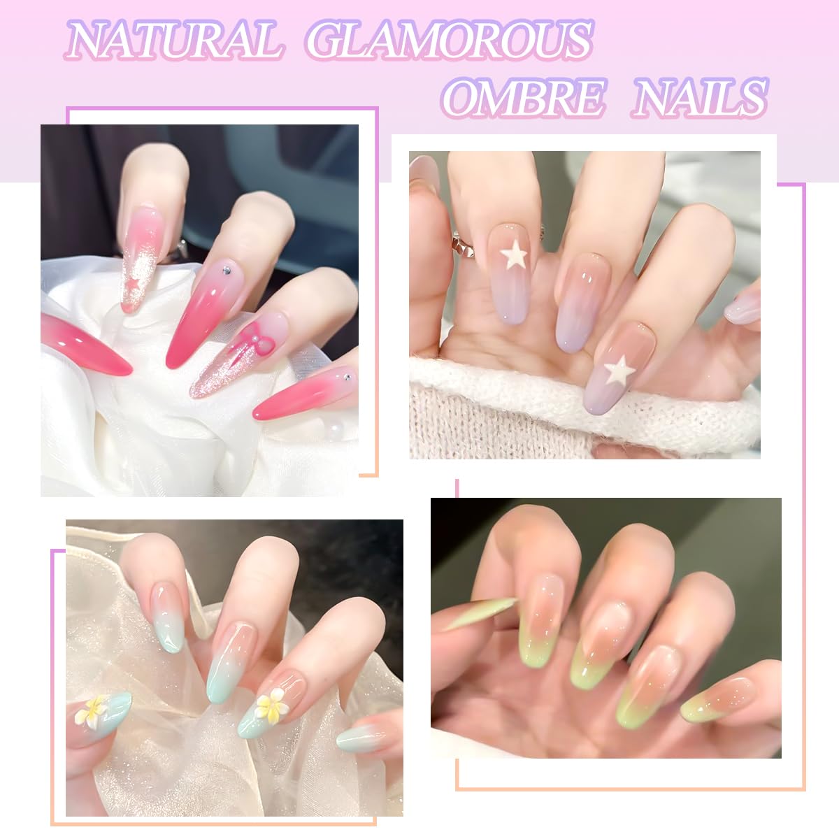 9 Colors Ombre Gel Nail Polish with 8Pcs Nail Sponges,Gradient Painting Gel for Nail Blush Blooming Aura Nails Drawing Nail Art Patting Gel Polish Soak Off UV Set Long Lasting