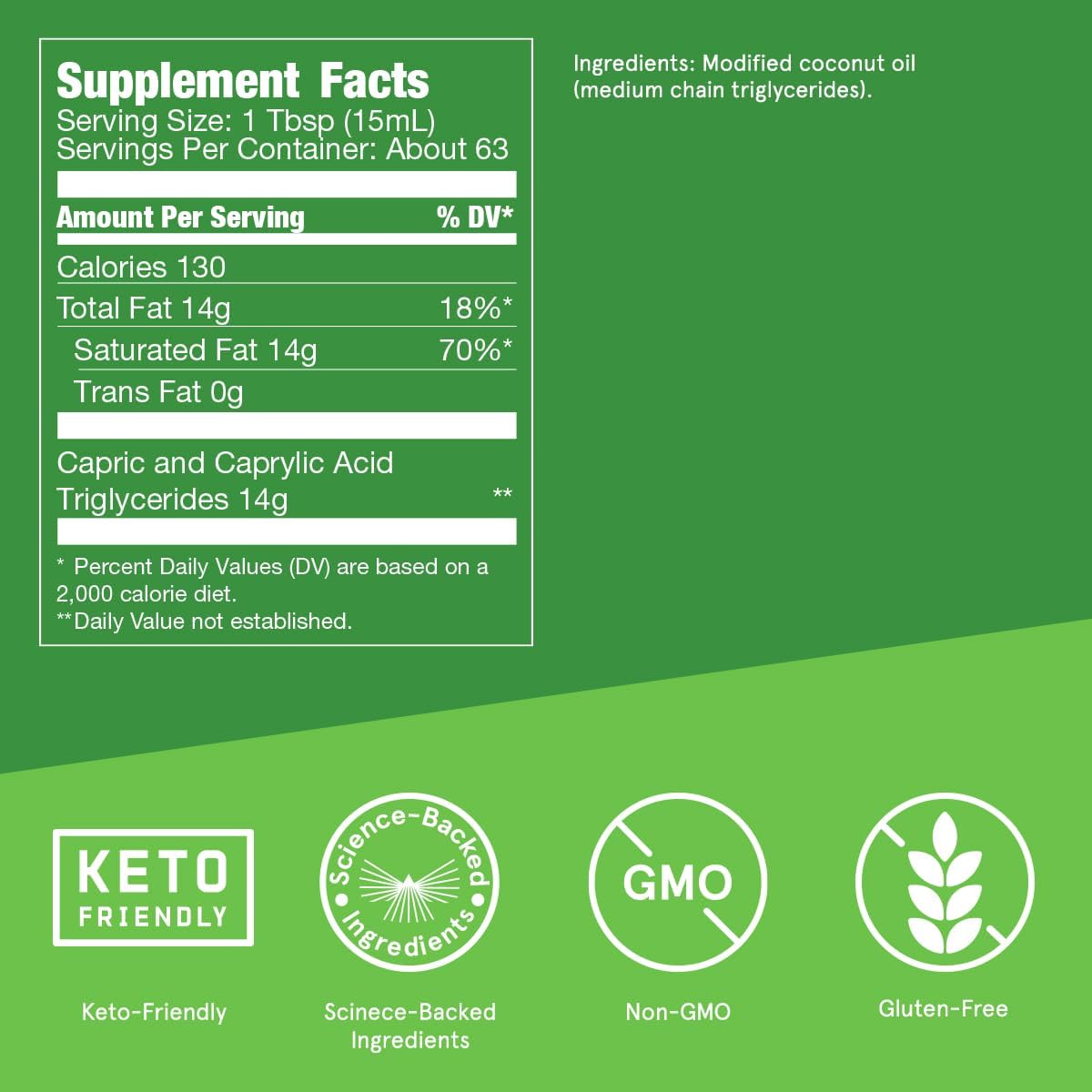 Bulletproof MCT Oil Made with C10 and C8 Oil, 32 Ounces, Keto Supplement for Sustained Energy, Brain and Body Fuel, Add to Coffee and Smoothies
