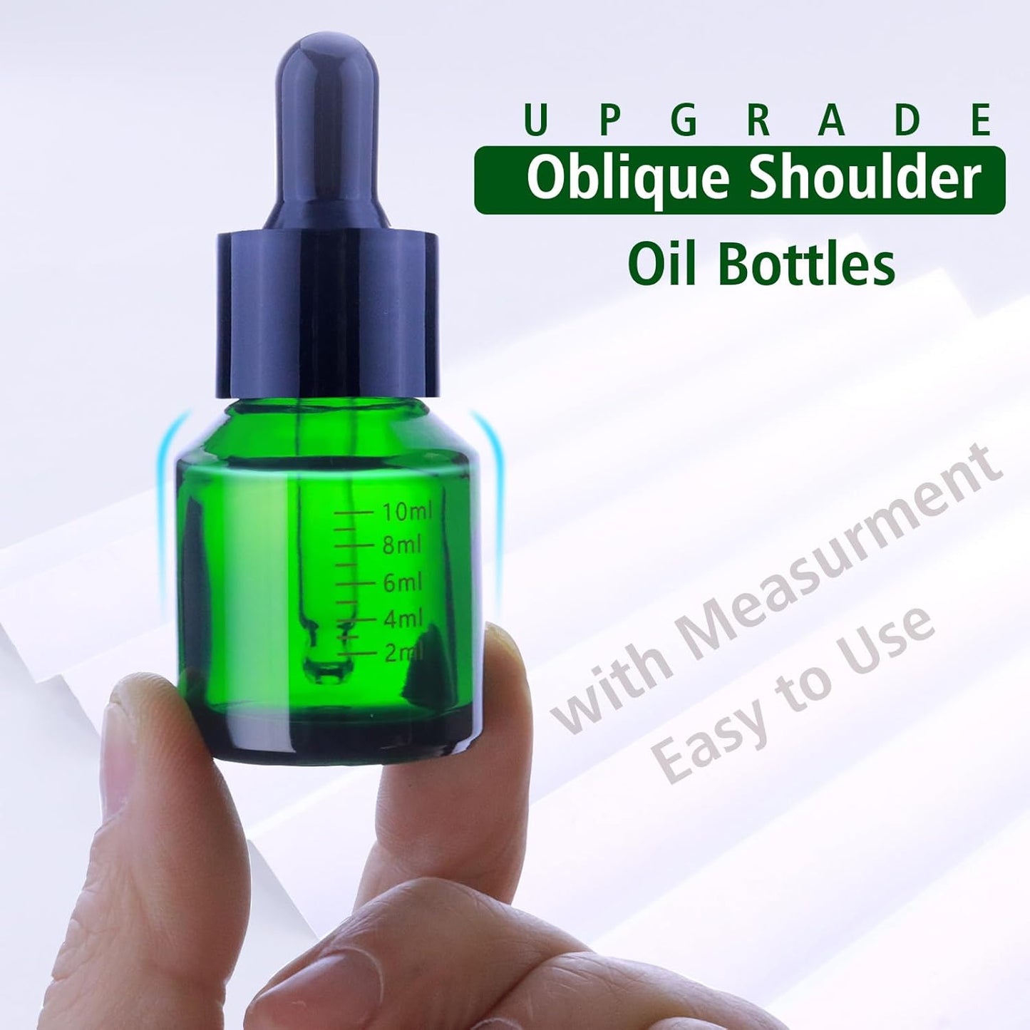 15ml Dropper Bottles with Measurement, Glass Essential Oil Jars Green, 1/2 oz Bottles with Glass Eye Dropper for Essential Oil,Tincture