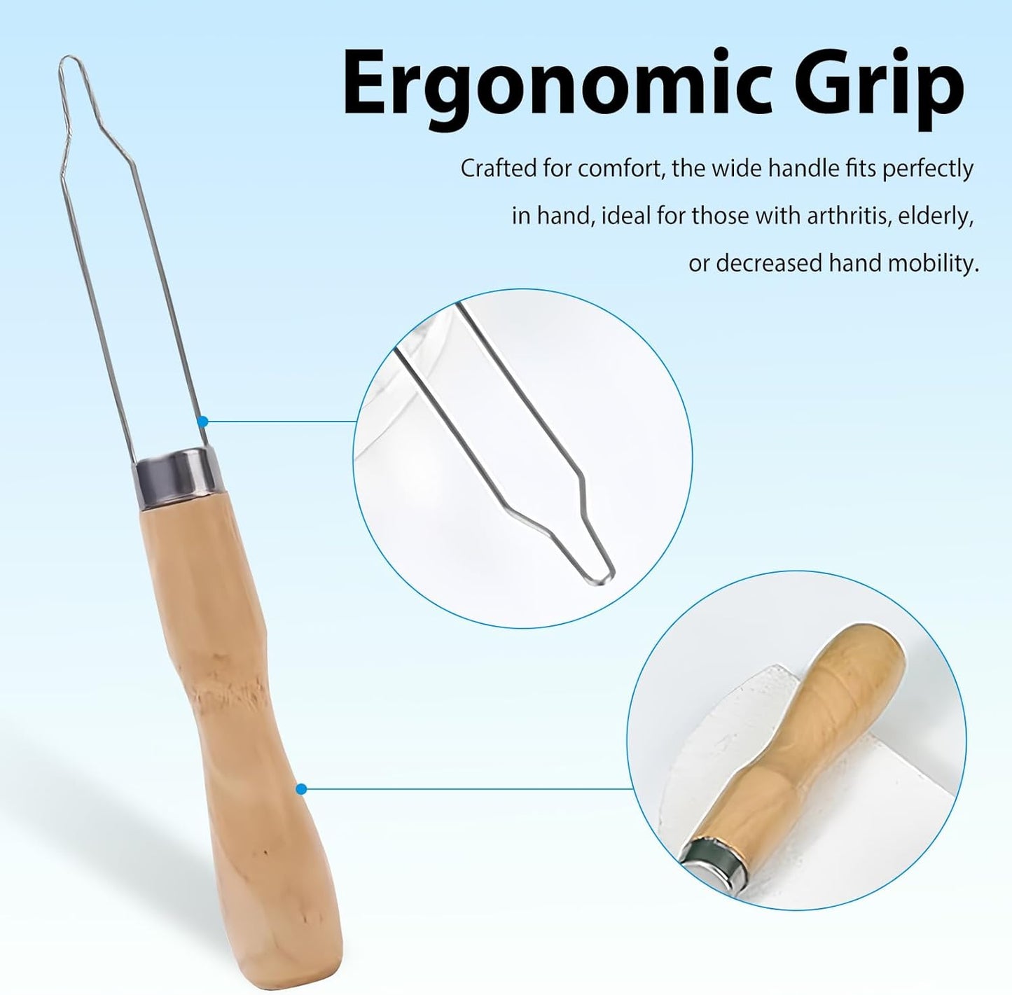 4pcs Button Hook Assist Device with Easy-Grip Wooden Handle for Shirts, Coats, Dresses - Ideal Button Aids for Arthritis & Limited Dexterity Fine Tip