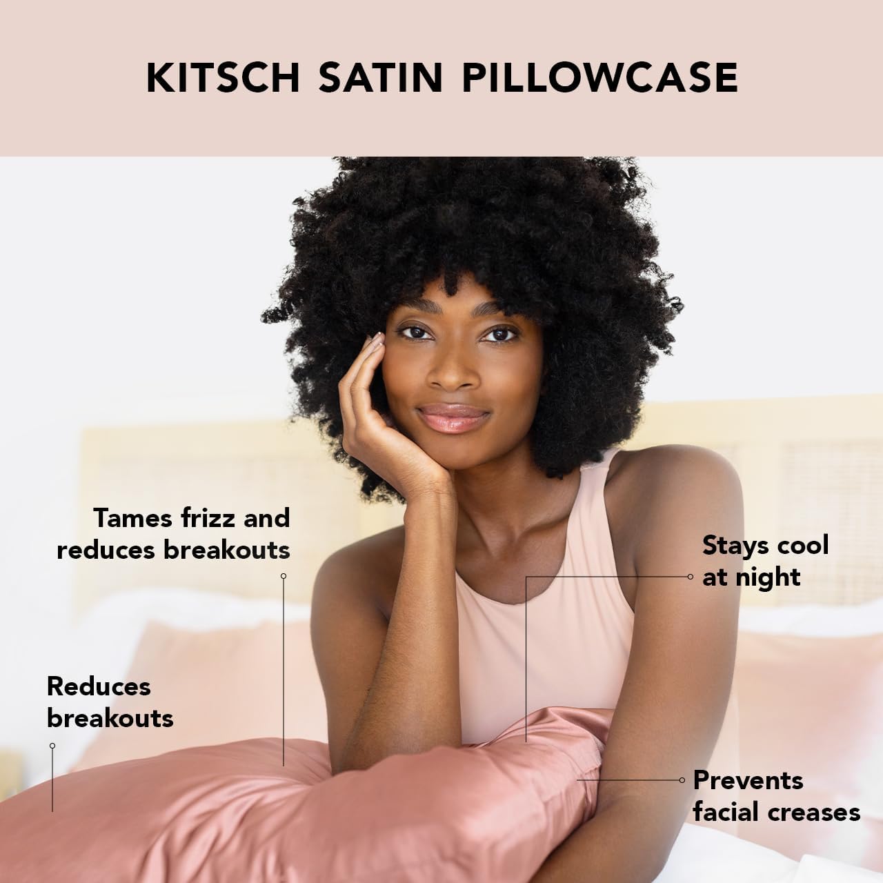 Kitsch Satin Pillowcase with Zipper for Hair & Skin, Softer Than Silk Pillow Cases Queen, Wrinkle-Free, Smooth and Cooling Satin Pillow Covers, Standard Size 19"x26" - Terracotta