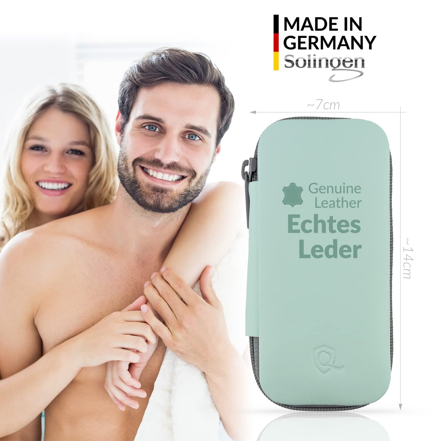 marQus Manicure Set Solingen Made in Germany - 7 piece exclusive finger & toe nail clippers set in real leather case, made in Solingen Germany