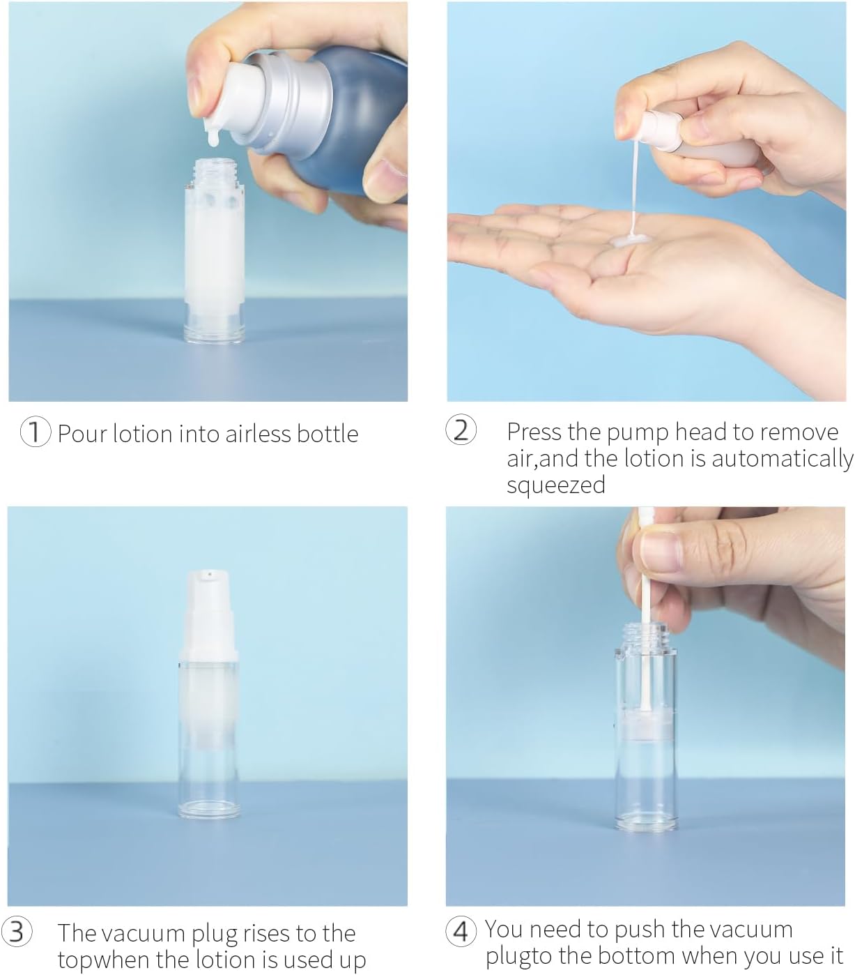 6 Pack 0.17 oz Plastic Empty Airless Pump Bottles Travel Size Refillable Leakproof Containers for Skincare Cosmetics Toiletries TSA Approved‌