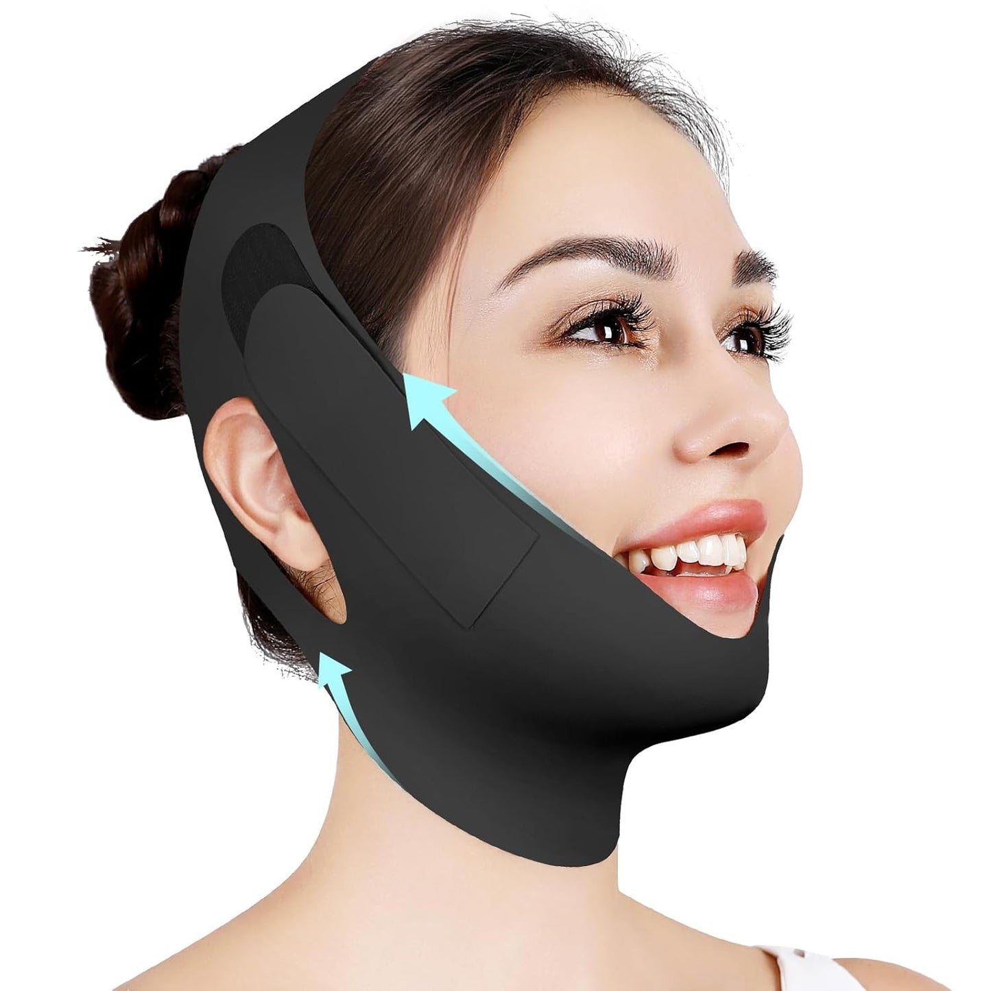 Chin Strap for Sleeping,Double Chin Reducer,Adjustable Chin Strap,Jaw Strap,Jawline Shaper,V Line Lifting Mask,Black,M