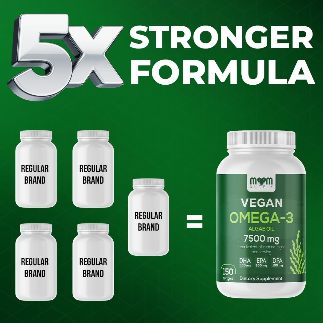 Fish Oil Alternative - Vegan Omega 3 Supplement Algae Oil DHA, EPA, DPA - Plant Based Omega 3 Fatty - Organic & Non-GMO - 150 Softgels