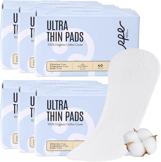 100% Organic Panty Liners for Women-240ct, Ultra Thin Cotton Cover, Regular Pantiliners, Light Absorbency, Unscented Barely There Pantie Liners (Regular Liner, Size 1, 240ct)