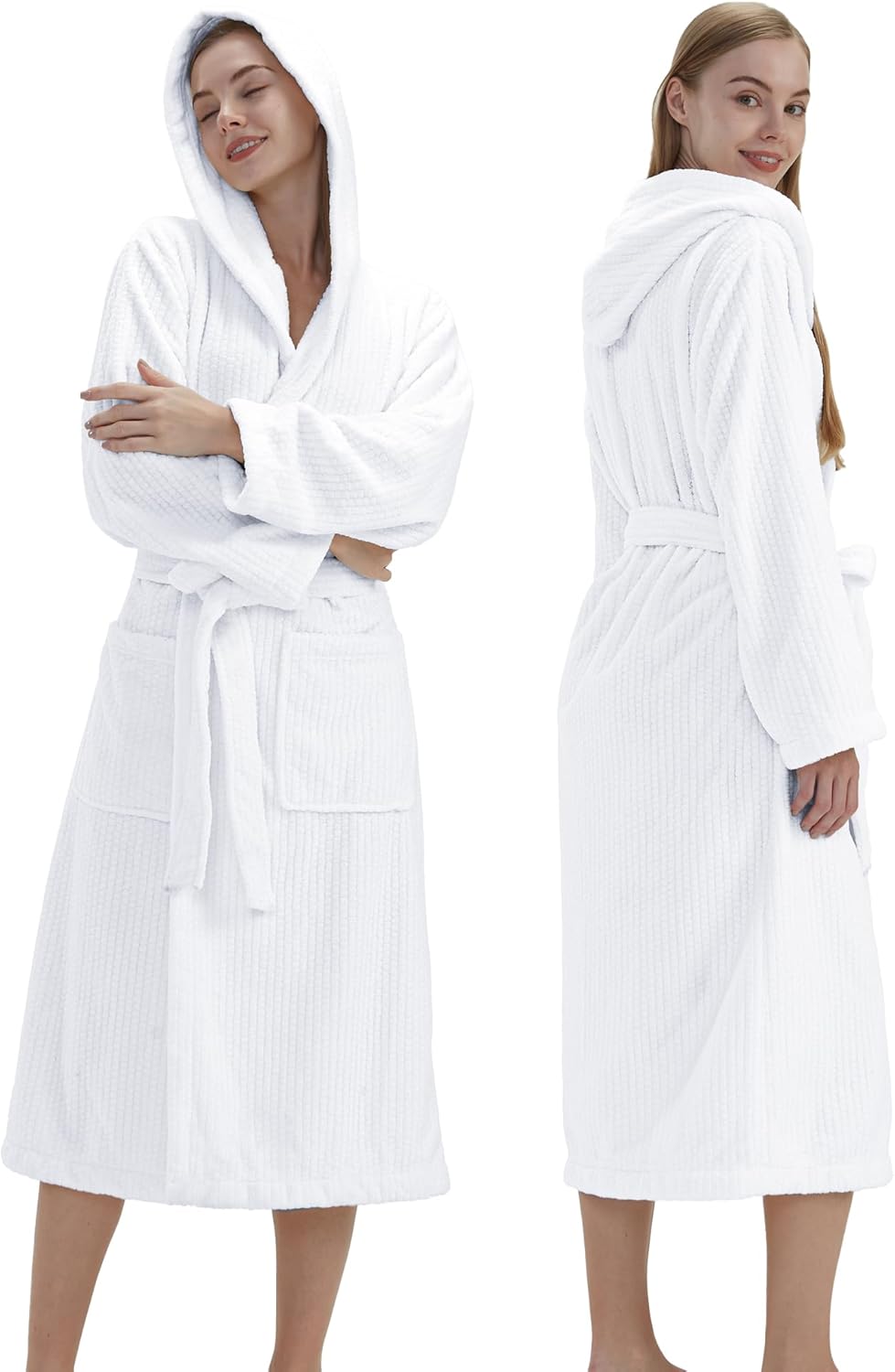 Hooded Bathrobes for Women, Soft Long Towel Robes for Women - Quick Dry yet Warm