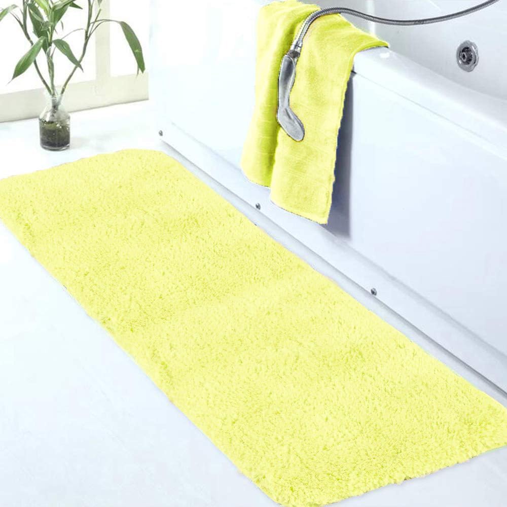 Walensee Large Bathroom Rug (24 x 60, Yellow) Extra Soft and Absorbent Shaggy Bath Rug Machine Washable Microfiber Bath Mat Non Slip Bath Mat, Luxury Bathroom Floor Mats