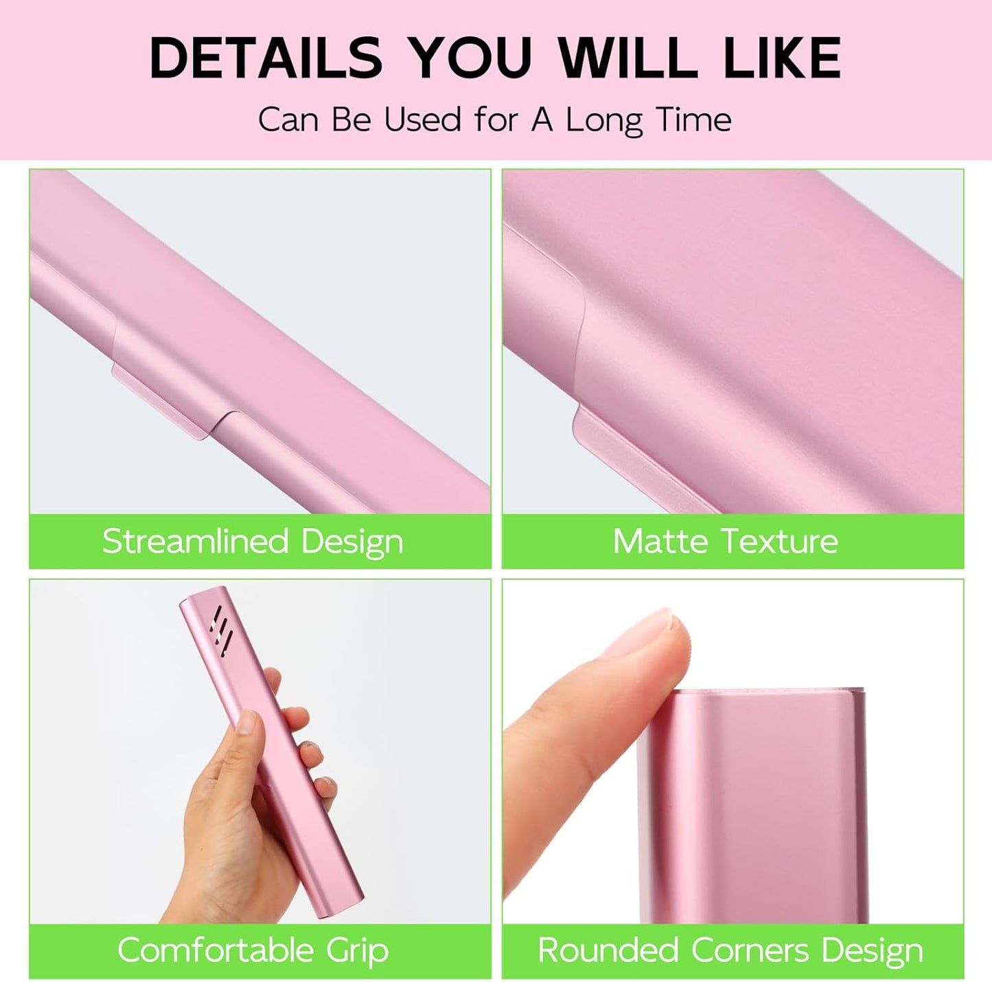 Travel Toothbrush Case, Portable Toothbrush Holder, Durable Aluminum Toothbrush Storage Box, Small Breathable Manual Toothbrush Container for Traveling, School, Camping, Business Trip - Pink