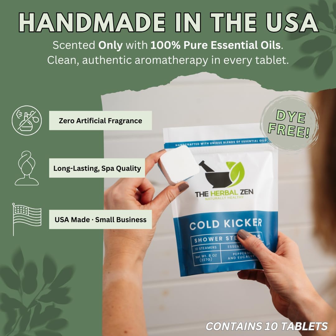 Cold Kicker Shower Steamers Aromatherapy, Eucalyptus Shower Steamer, Shower Bombs Made in The USA, Menthol Shower Steamer, Self Care Gifts, Mothers Day Gift, Shower Steamers for Women and Men