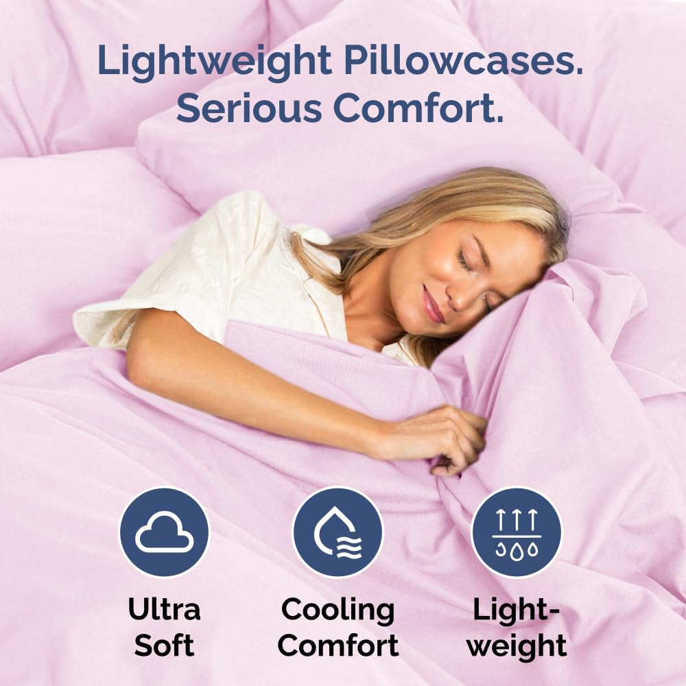 King Pillow Cases Set of 4 - Ultra Soft Hotel Quality Pillowcase Covers - Comfy, Cozy & Wrinkle Free - Shrinkage, Stain & Fade Resistant - Machine Washable Pillow Protectors - 4 Piece Set - Light Pink