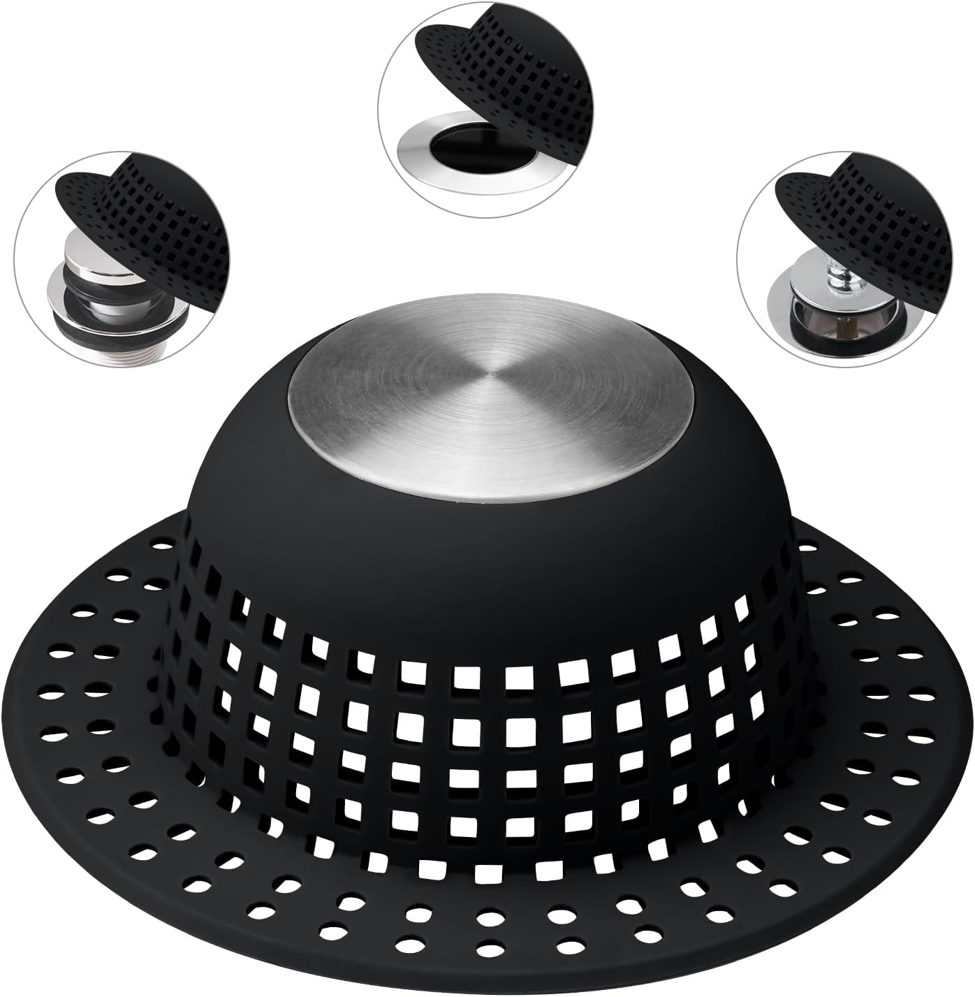 Shower Drain Hair Catcher, Bathtub Drain Cover Foldable Silicone Shower & Tub Protector for Pop-Up & Regular Drains