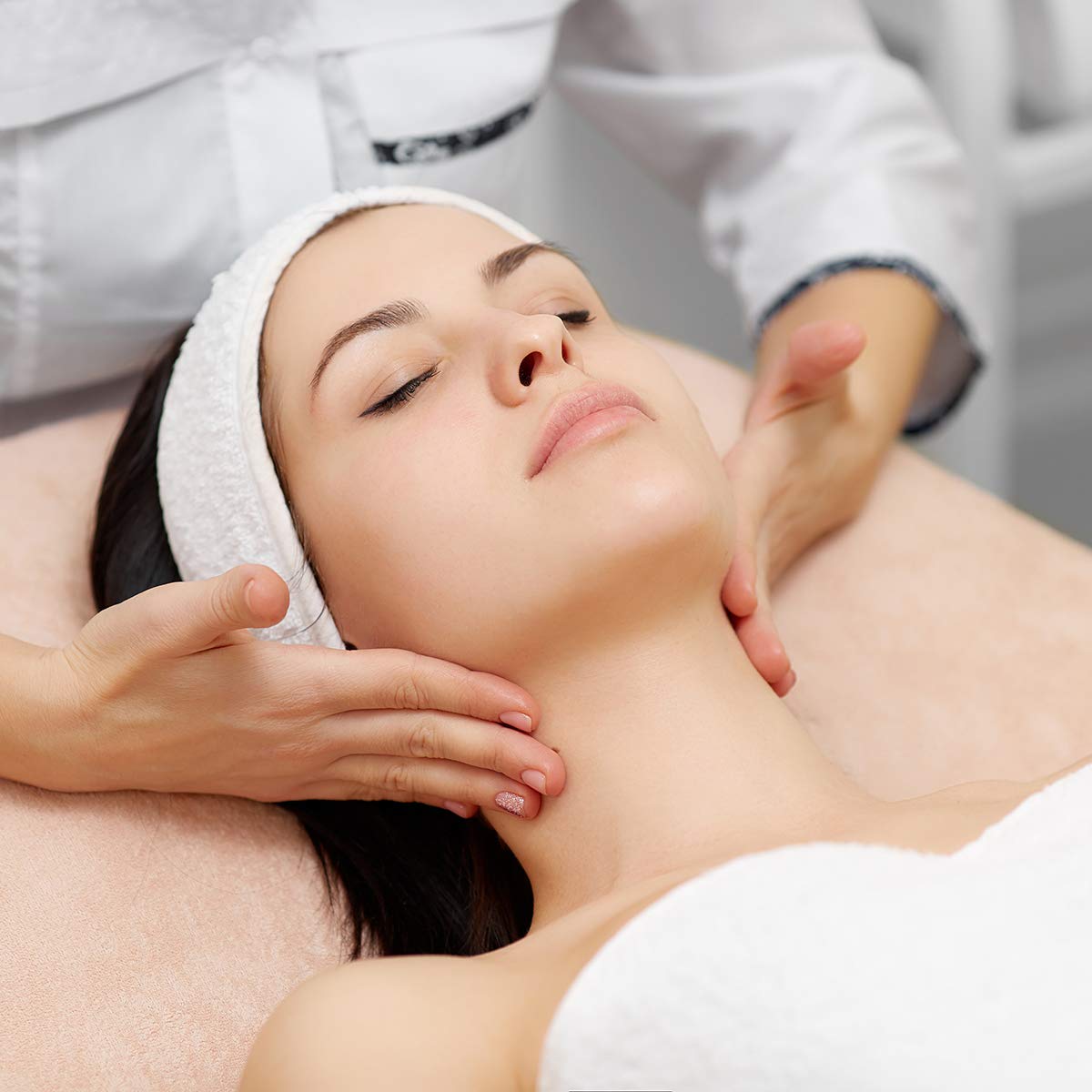 Denfany Spa Headband 3 Pack Ultra Soft Adjustable Face Wash Headband Terry Cloth Stretch Make Up Wrap for Face Washing, Shower, Facial Mask, Yoga (Black + White + Grey)