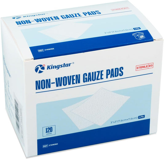 Sterile Nonwoven Gauze Pads, 3"x 3" Wound Dressing, 60 Packs - 120 Pieces Superior Soft Sponge Pads, Higher Absorbent Gauze Compresses for Trauma or Post-Operative Wound Care