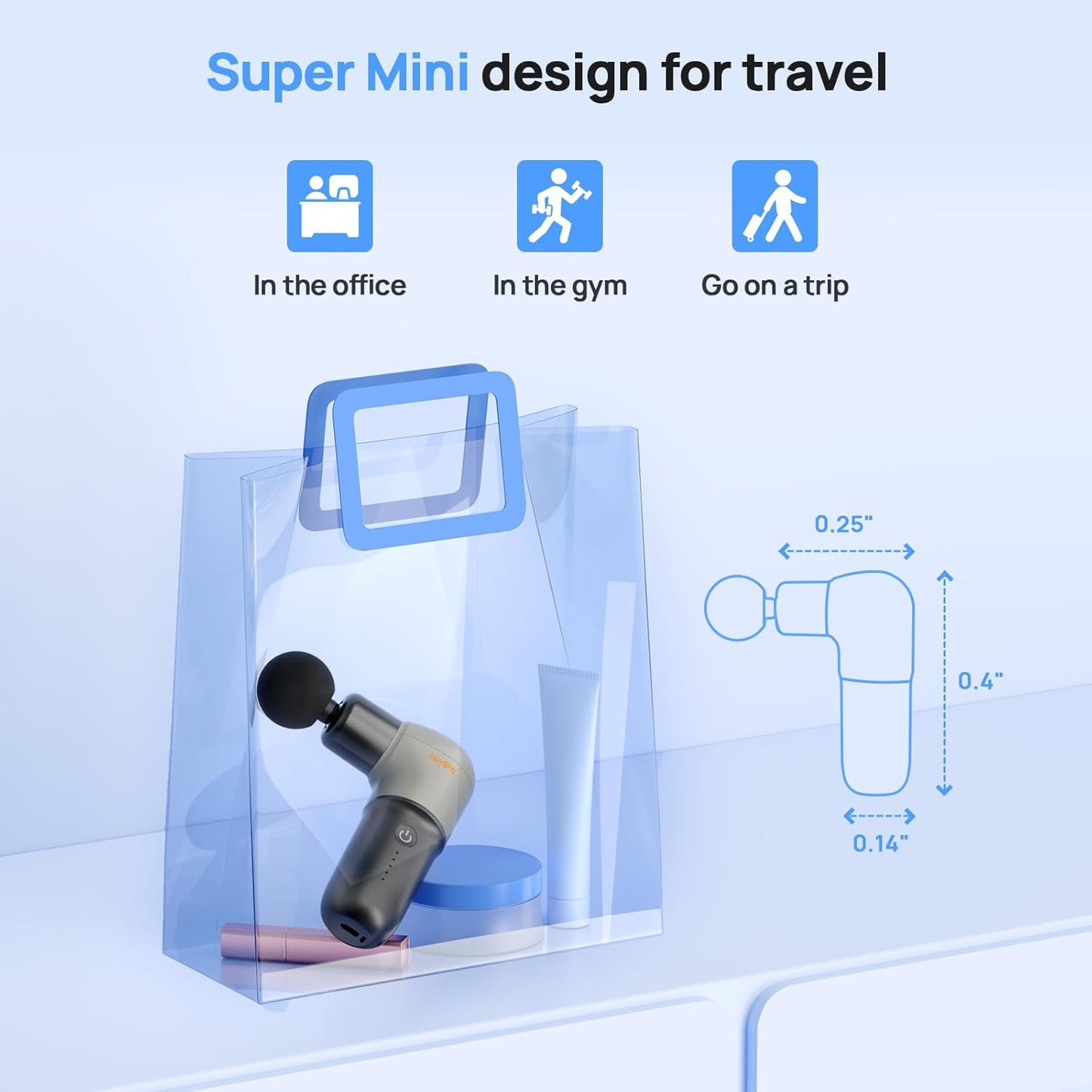 Super Mini Massage Gun, Deep Tissues Percussion Muscle Massager, Compact Sports Travel Massage Gun, Portable Massager Gun for Gifts for her him, Black