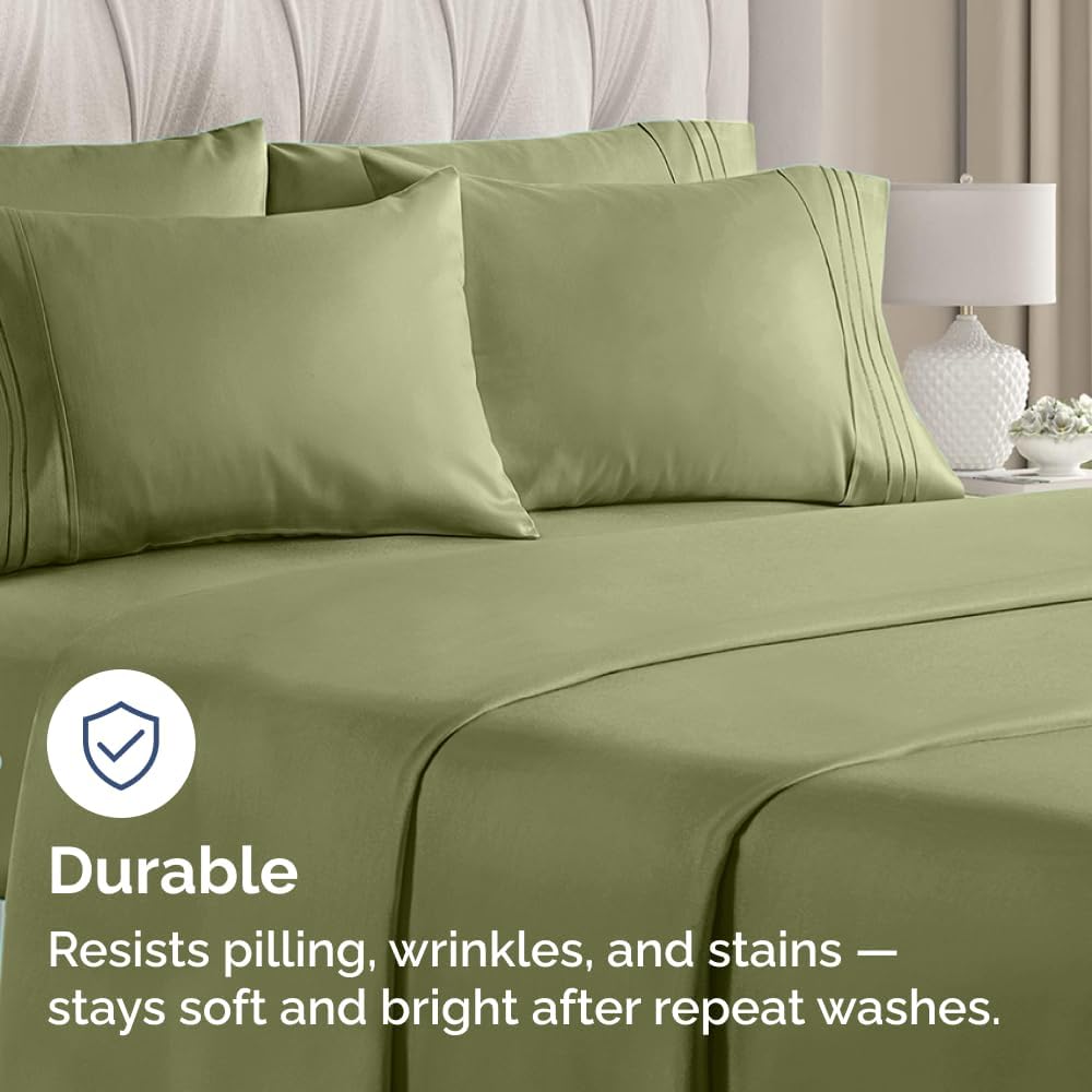 King Pillow Cases Set of 6 - Ultra Soft Hotel Quality Pillowcase Covers - Comfy. Cozy & Wrinkle Free - Shrink, Stain and Fade Resistant - Machine Washable Pillow Protectors - 6 Piece Set - Sage Green