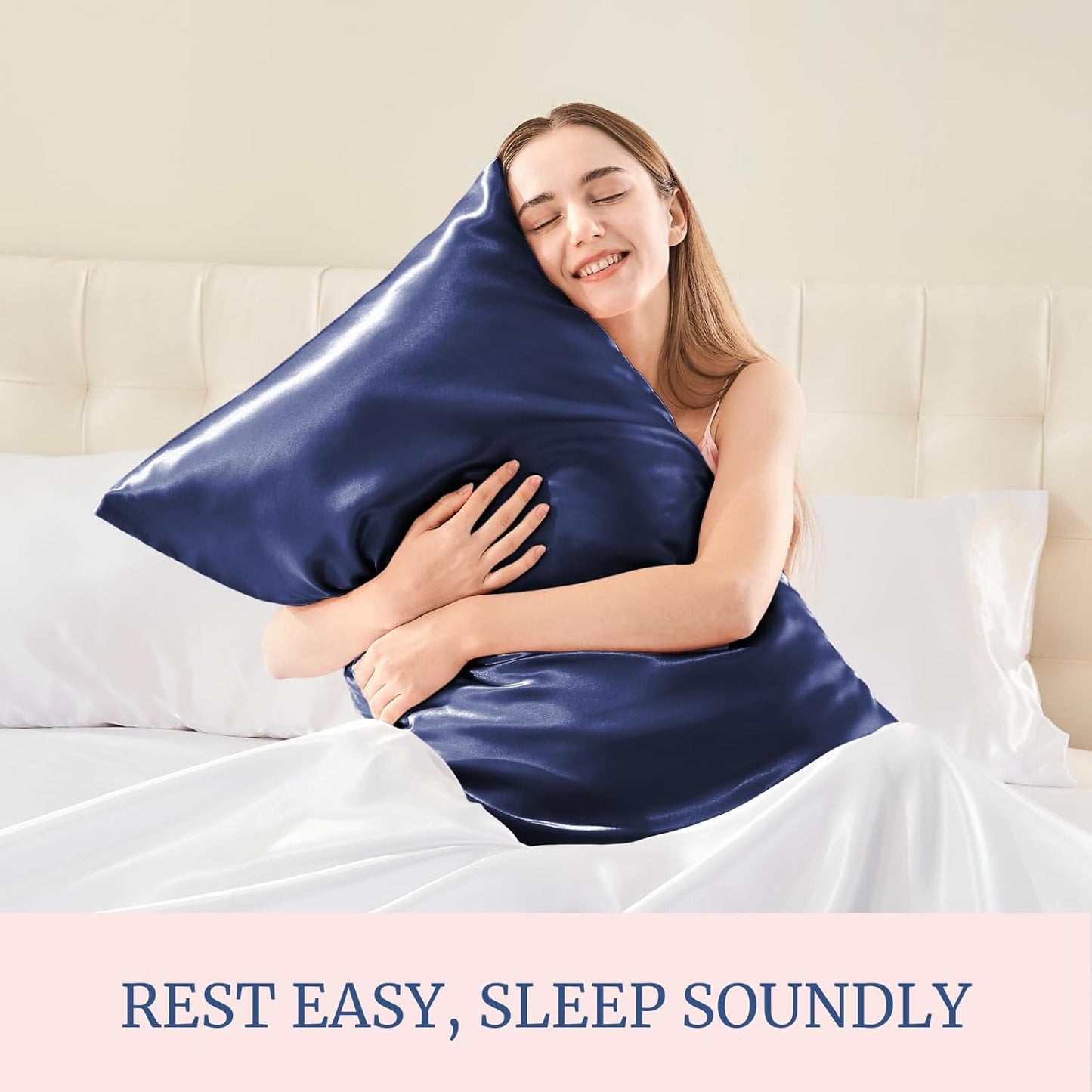BEDELITE Satin Pillowcase for Hair and Skin, Super Soft Similar to Silk Pillow Cases 4 Pack with Envelope Closure, Cooling Pillowcases for Women Men (20"x30" Queen Size, Navy)