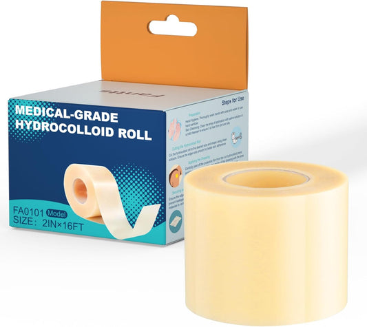 Hydrocolloid Roll for Wound Care - Extra Large Hydrocolloid Patch Bandages with Self-Adhesive, Ultra Absorbent, Flexible & Waterproof, First Aid Kit Essential (2in*16ft)