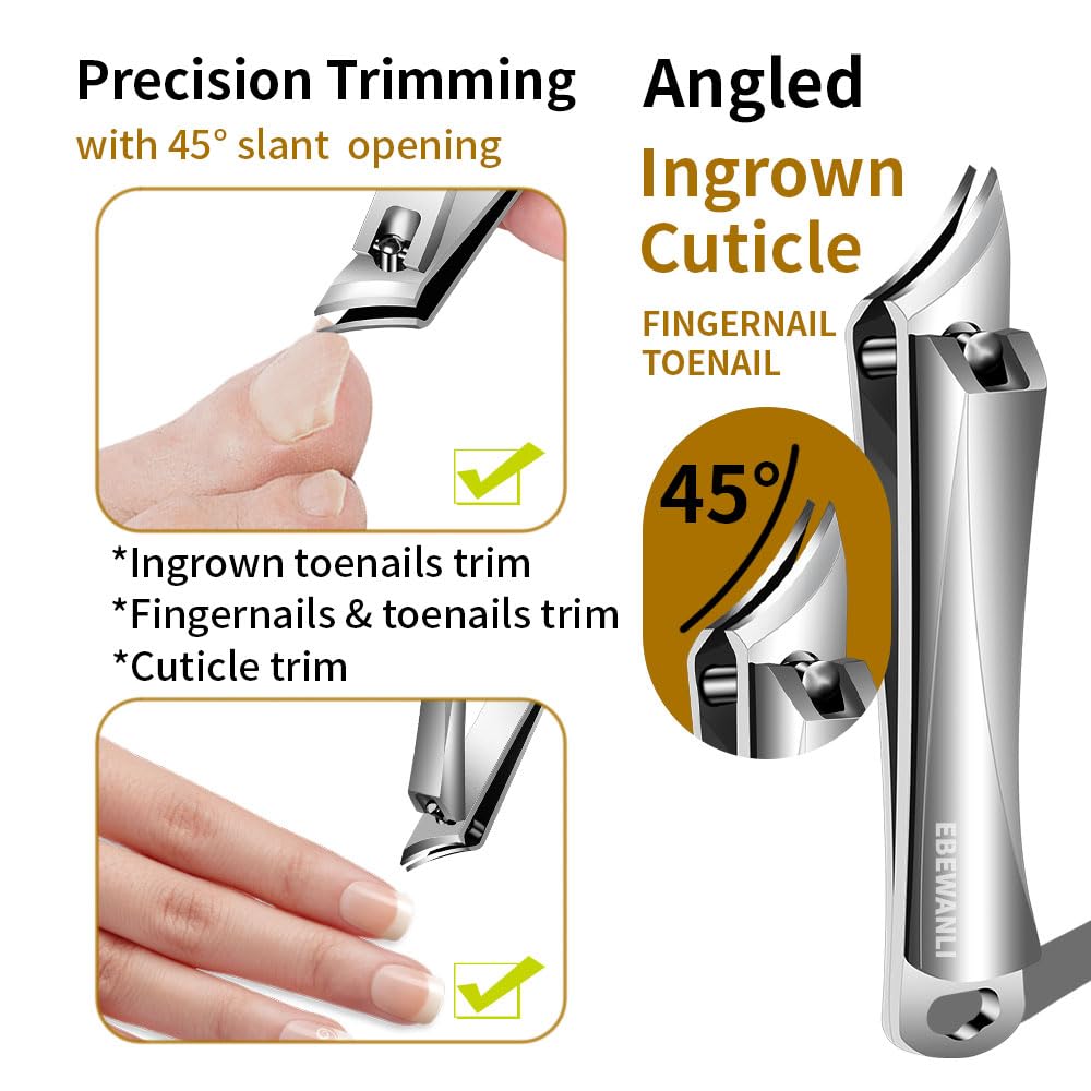 Stainless Steel Nail Clippers, Pointed Slant Blade Ingrown Toenail Tool for Ingrown Toenail Removal, Professional Stainless Steel Toenail Clippers, Angle Nail Clippers for Feet