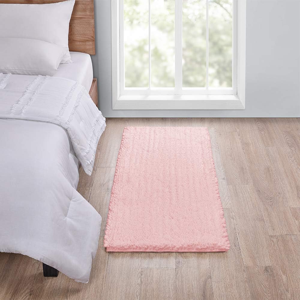 Walensee Large Bathroom Rug Non Slip Bath Mat (72x24 Inch Blush) Water Absorbent Super Soft Shaggy Chenille Machine Washable Dry Extra Thick Perfect Absorbant Best Plush Carpet for Shower Floor