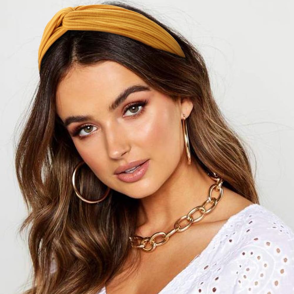 DRESHOW 16 Pack Turban Headbands for Women Elastic Back Twisted Hair Bands Face Vintage Cross Head Wrap Hair Accessories