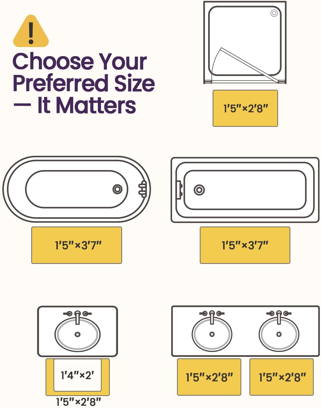 DEXI Bath Mat 16x24, Non Slip Quick Dry Rugs, Super Absorbent Ultra Thin Marble Bathmat, Washable Rubber Mats for Shower Floor, in Front of Bathtub, Sink, Bathroom Accessories Decor, Black