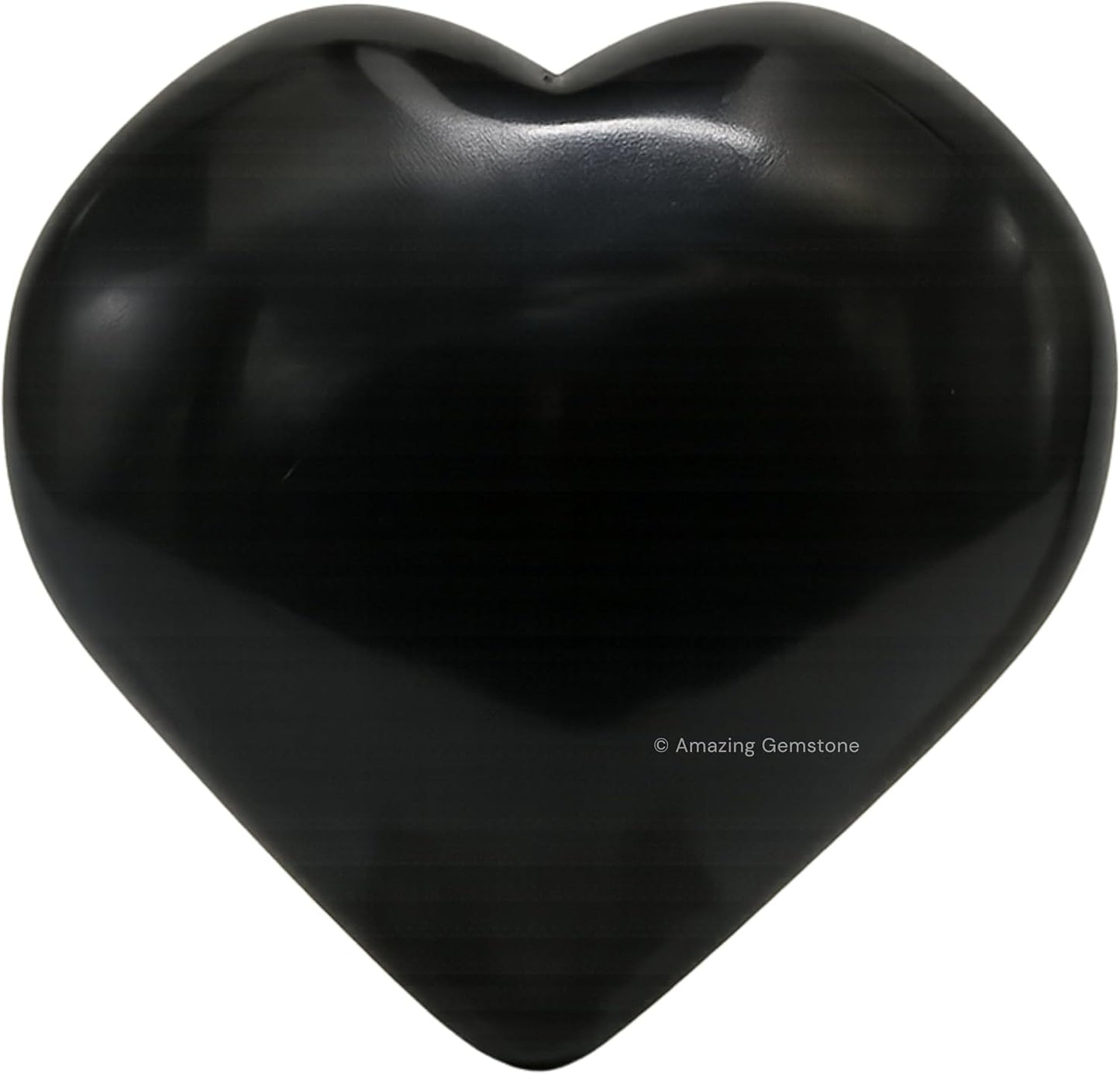 Amazing Gemstone Black Agate Crystal Heart Palm Stone - Pocket Massage Worry Stone for Natural Body Chakra Balancing, Reiki Healing and Crystal Grid