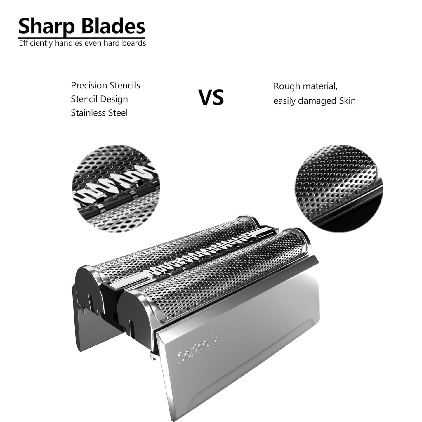 52S Replacement Head Compatible With Braun Series 5, 52S Wet and Dry Replacement Foil and Cutter for Braun Electric Shaver S5 5020s 5030s 5040s 5050cc 5070cc 5090cc