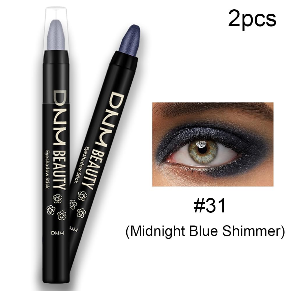 Kaely 2Pcs Cream Eyeshadow Sticks Set for Eyes Waterproof,Midnight Blue Shimmer Eye shadow Stick Pencil Pen Bulk sombras en crema para ojos 31+31