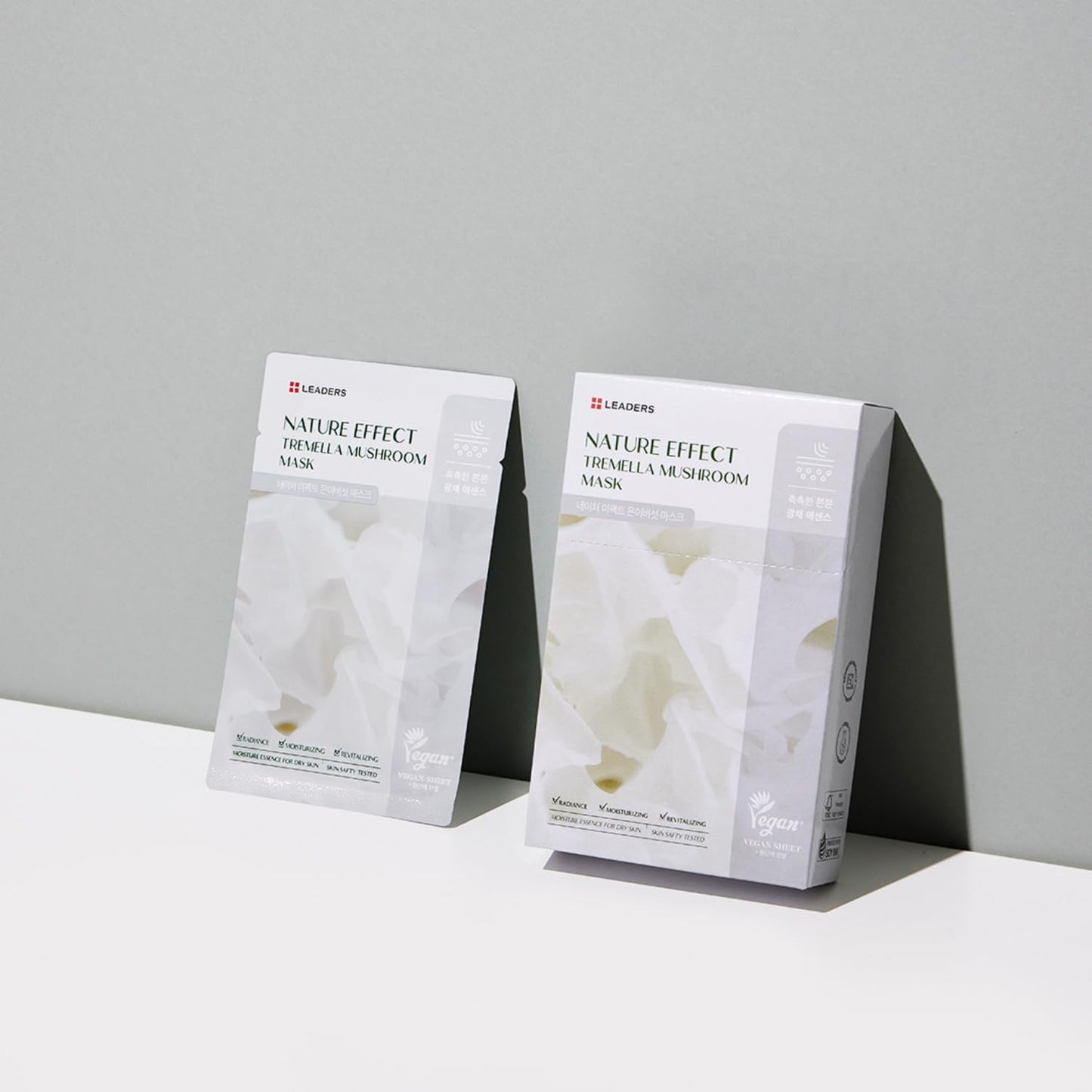 LEADERS Nature Effect Tremella Mushroom Mask - Hydrating & Elasticity Boosting Face Mask with Vegan Collagen, Moisturizing and Heals Dry Skin with Serum Content, Vegan Certified - 10 Sheets