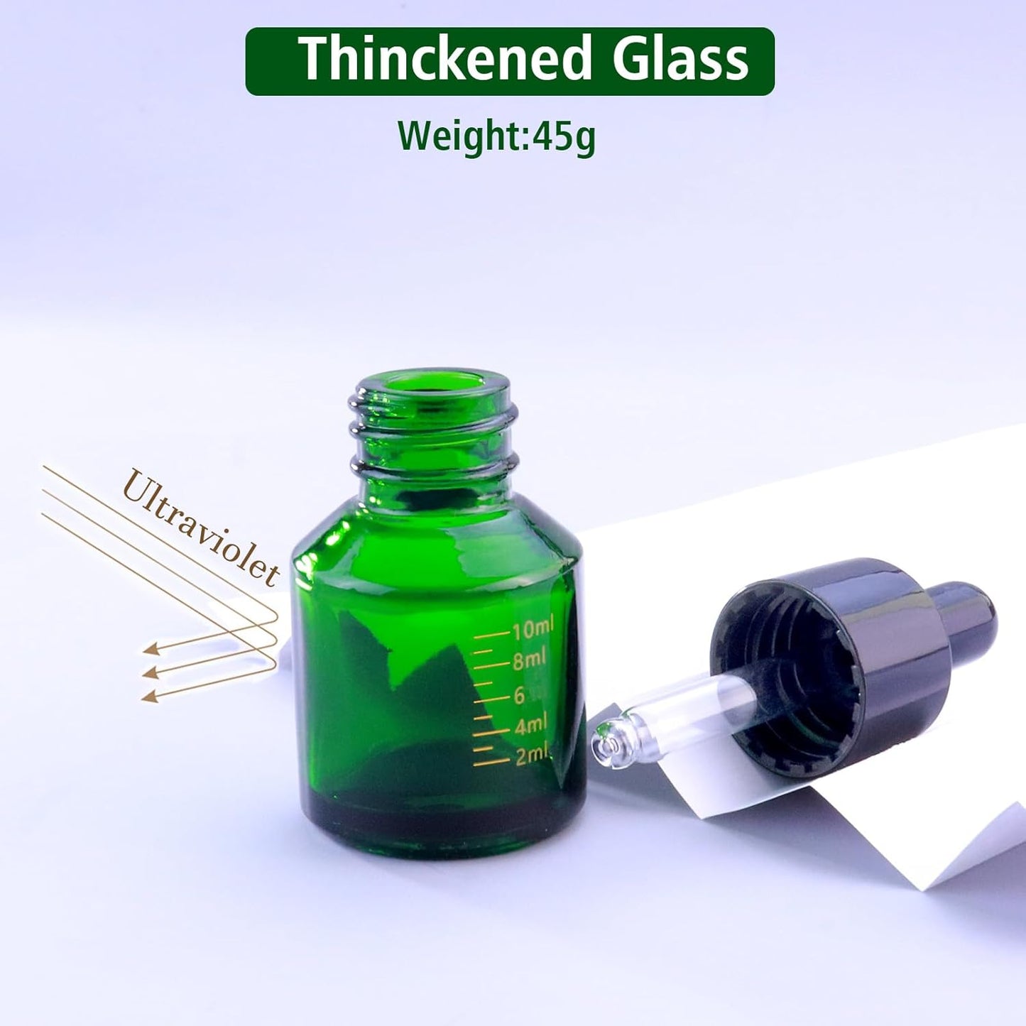 15ml Dropper Bottles with Measurement, Glass Essential Oil Jars Green, 1/2 oz Bottles with Glass Eye Dropper for Essential Oil,Tincture