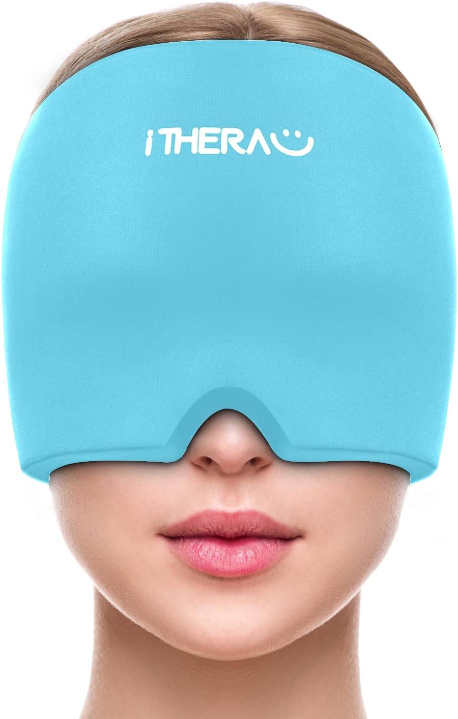 iTHERAU Migraine Relief Cap, Soothing Headache Hat, Gel Ice Pack Head Wrap with Hot and Cold Therapy, Headache Relief Cap for Sinus, Puffy Eyes, Tension and Stress Relief Blue