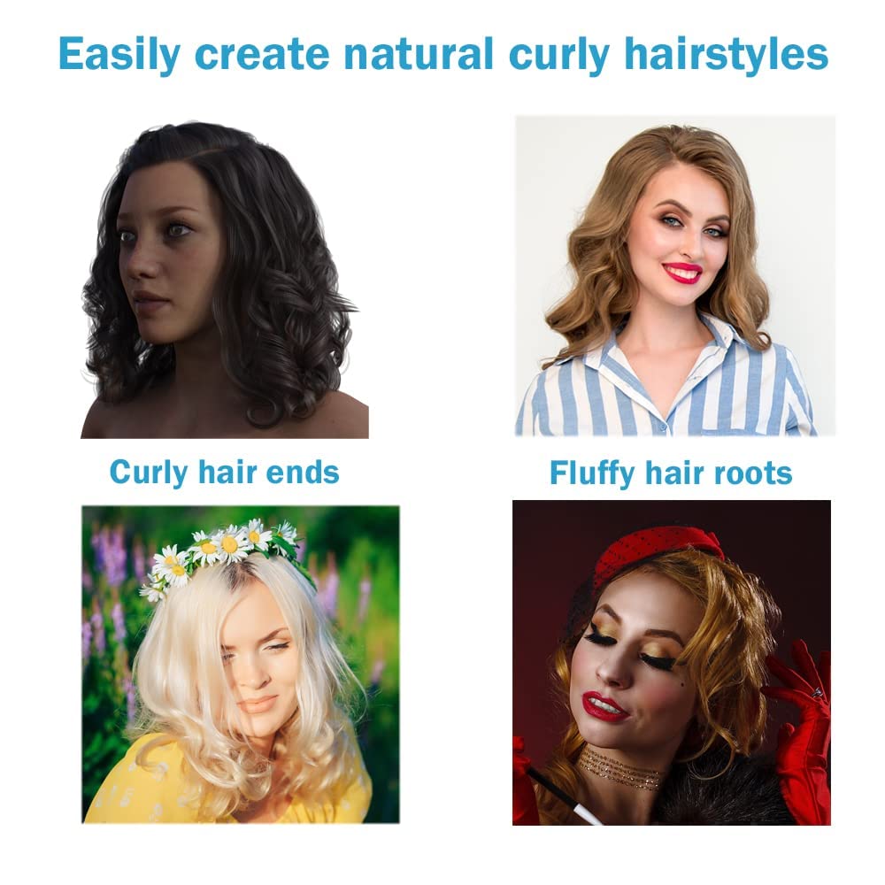 Hair Curler, 12PCS Roller for Medium Short Hair, Heatless Curler for Bangs, Plastic & Gel, Creates Natural Curly Hairstyle, Pink