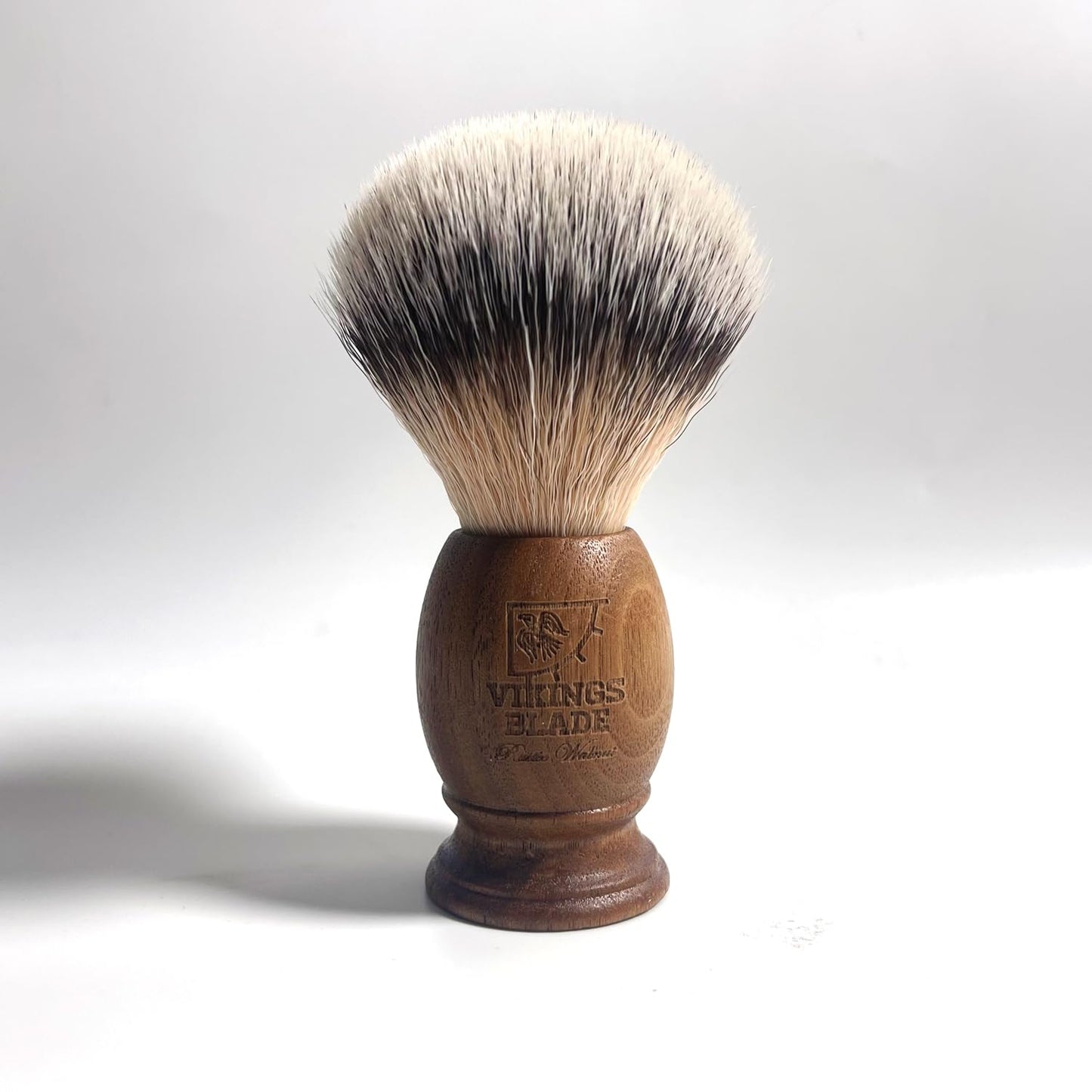 Wooden Shaving Brush for Men by VIKINGS BLADE, Super Strong Knot Backbone, Minimal Shedding, Fast Lather, Extremely Smooth & Plush on Skin (Rustic Walnut)