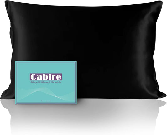 Mulberry Silk Pillowcase for Hair and Skin Prevent Acne Pillowcase Both Sides Real Silk Pillowcases Organic Silk Pillow case with Hidden Zipper, Black, Standard (20"×26")