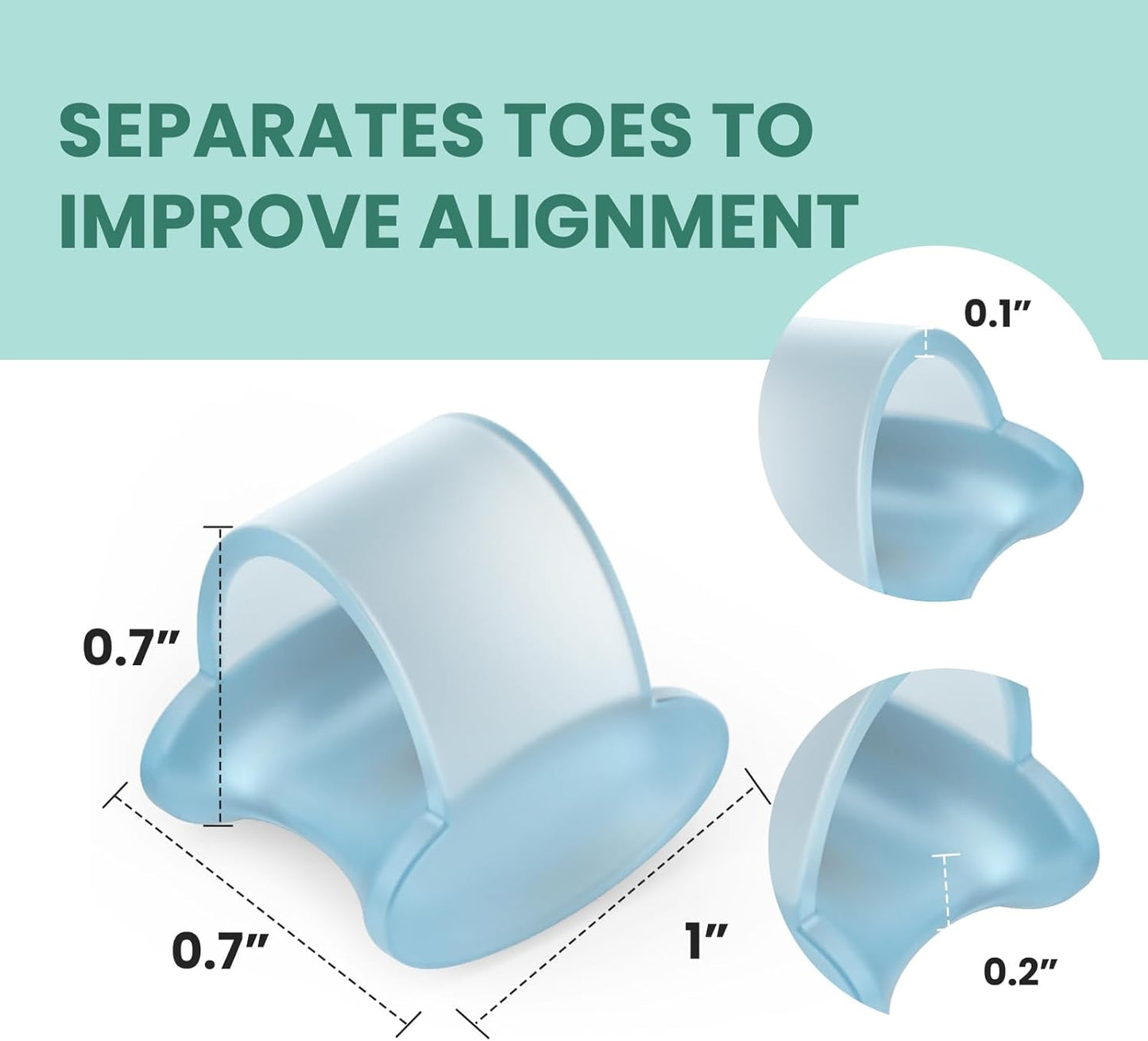 Welnove Pinky Toe Separator,Toe Spacer, Bunion Corrector for Women,Preventing Rubbing & Relieve Pressure, 12PCS, Blue