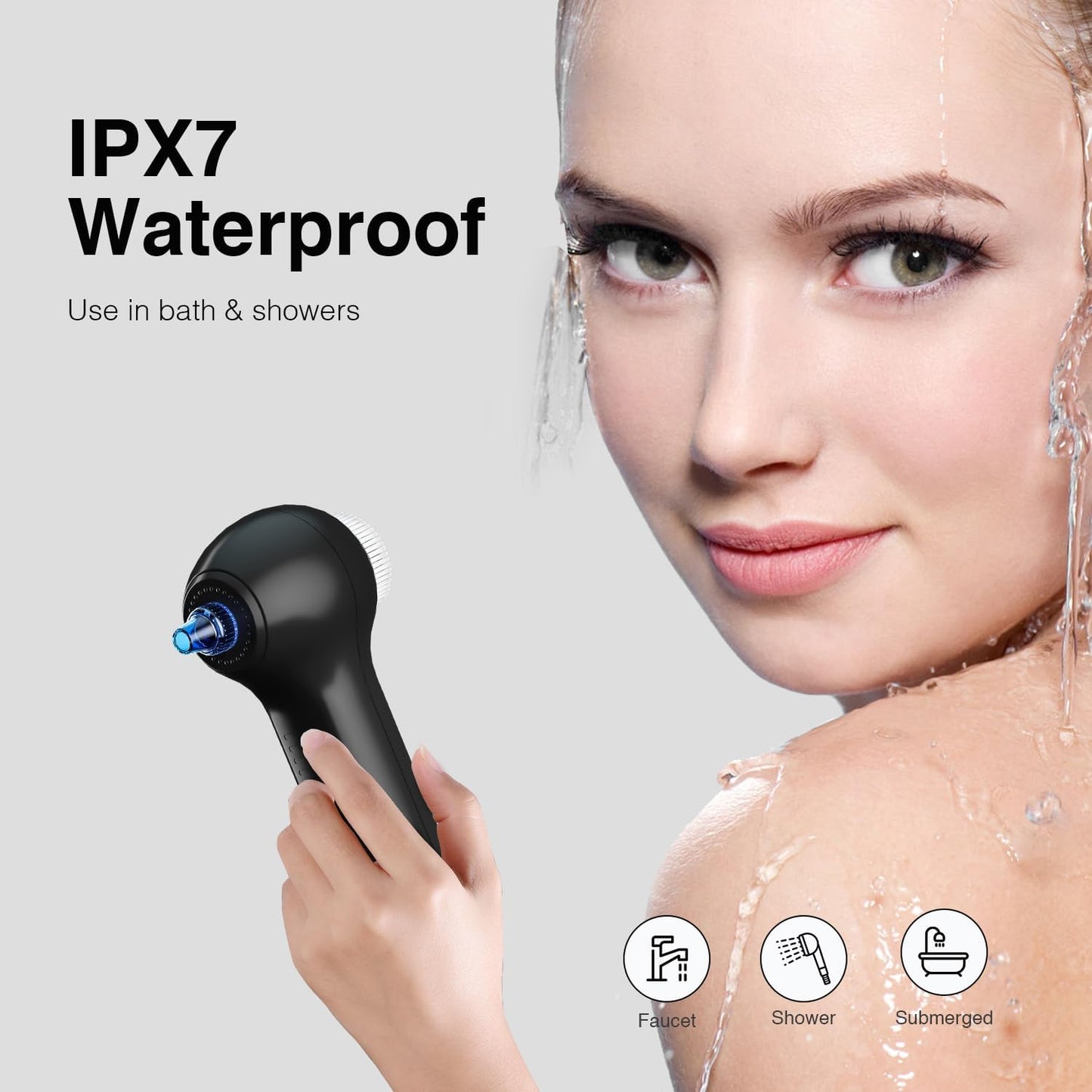 Face Scrubber Exfoliator with LCD Screen,Rechargeable Facial Cleansing Brush IPX7 Waterproof 3 in 1 Blackhead Remover Vacuum for Exfoliating,Massaging and Deep Pore Cleansing