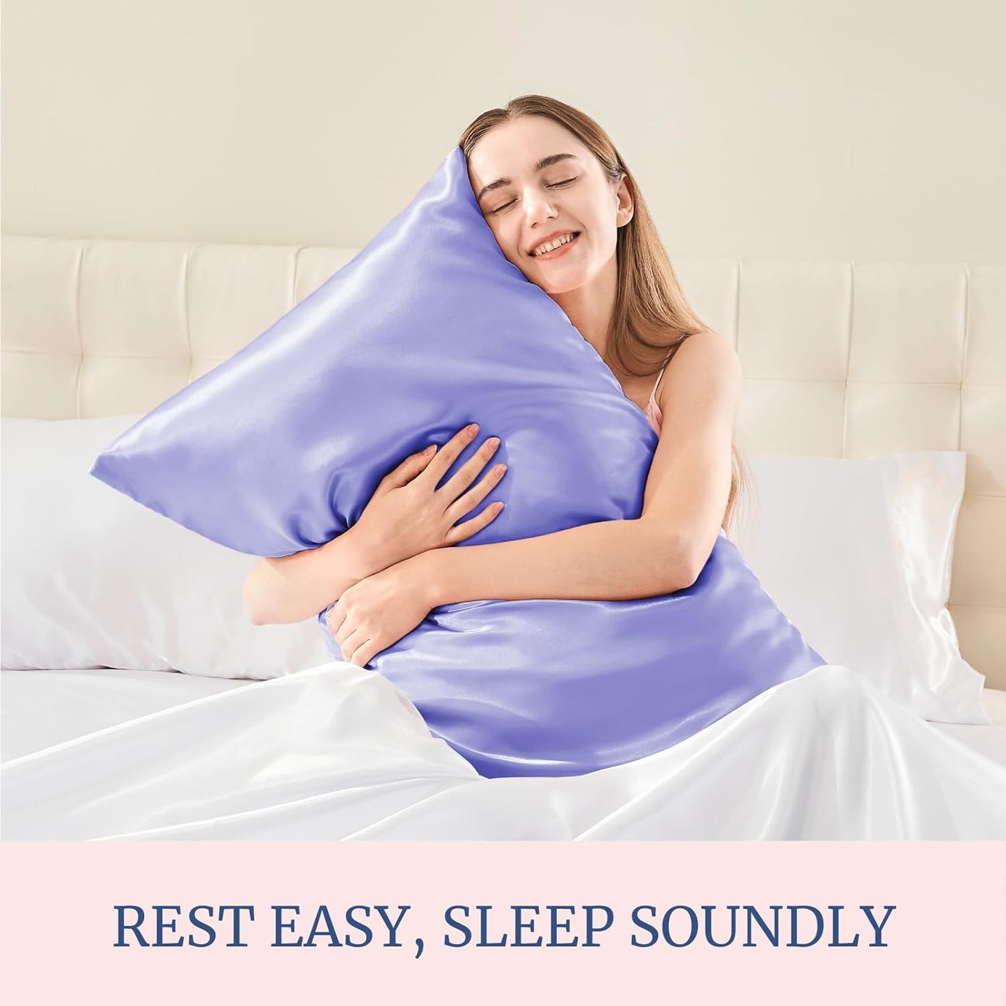 BEDELITE Satin Pillowcase for Hair and Skin, Super Soft Similar to Silk Pillow Cases 4 Pack with Envelope Closure, Cooling Pillowcases for Women Men (20"x36" King Size, Lilac)