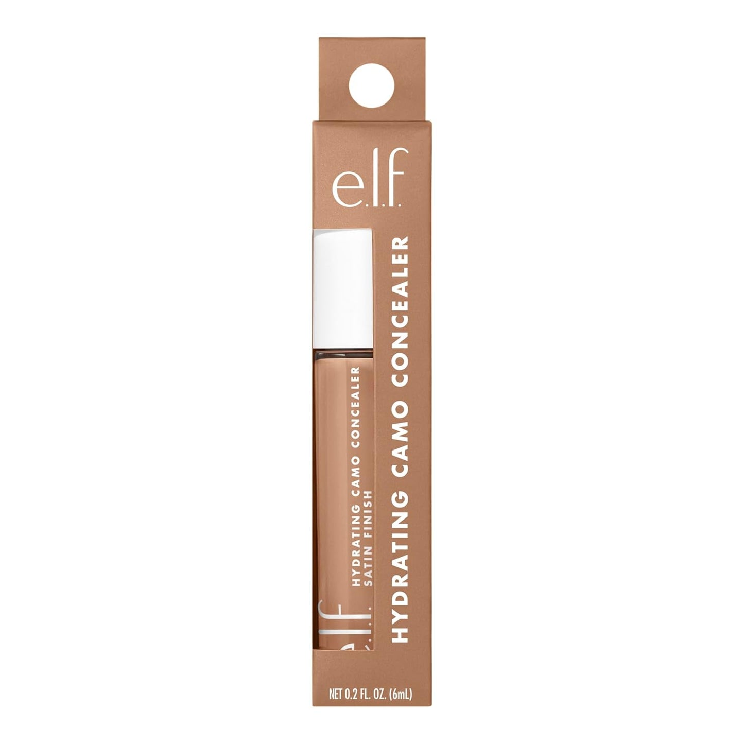 e.l.f. Hydrating Camo Concealer, Covers Blemishes & Under-Eye Circles, Full-Coverage & Delivers A Satin Finish, Vegan & Cruelty-Free, Tan Latte