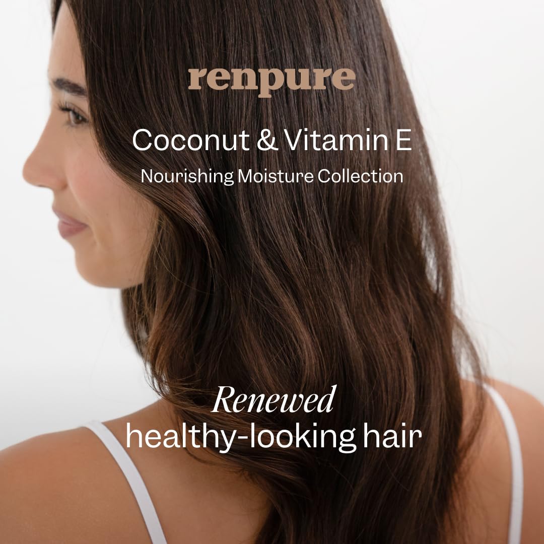 RENPURE Plant Based Natural Leave In Conditioner Spray - Hydrating Vitamin E & Coconut Oil Deep Conditioner for Hair & Beards - Sulfate Free, Anti Frizz, Heat Protectant Detangler Spray Leave In