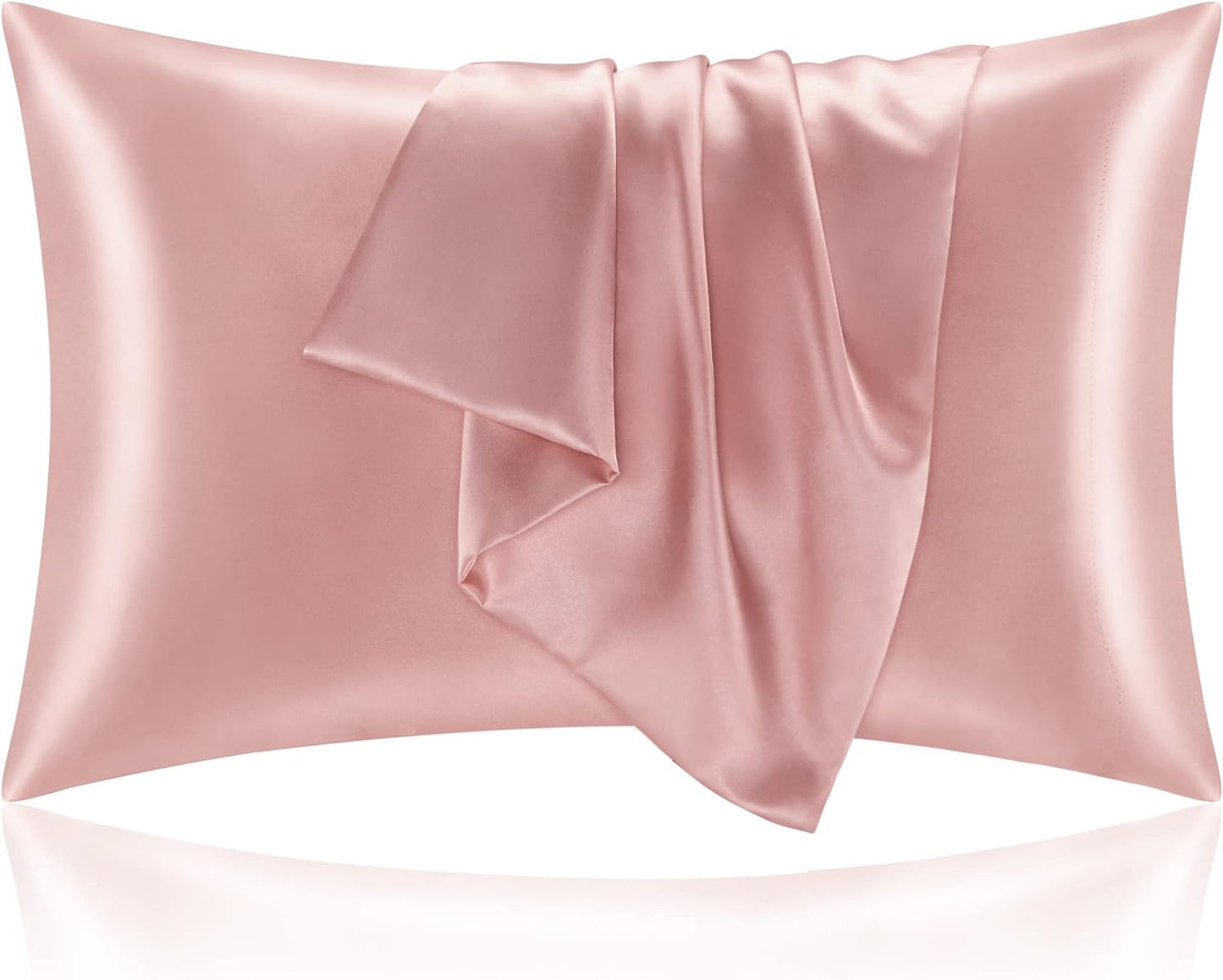 BEDELITE Satin Pillowcase for Hair and Skin, Super Soft and Cooling Similar to Silk Pillow Cases 2 Pack with Envelope Closure, Gift for Women Men(20"x30" Queen Size, Rose Pink)