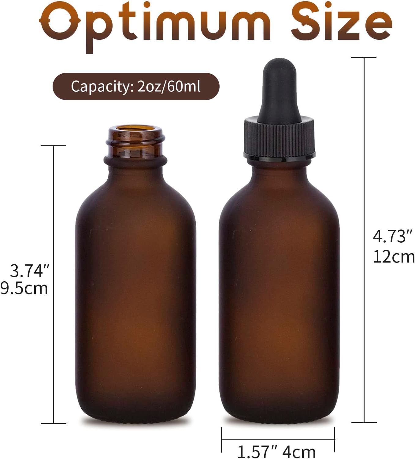 24 Pack Frosted Amber Dropper Bottles, 2oz/60ml Glass Tincture Bottles with Measured Eye Dropper, Leak Proof Travel Bottles for Essential Oils/Chemistry Lab Chemicals/Colognes & Perfumes