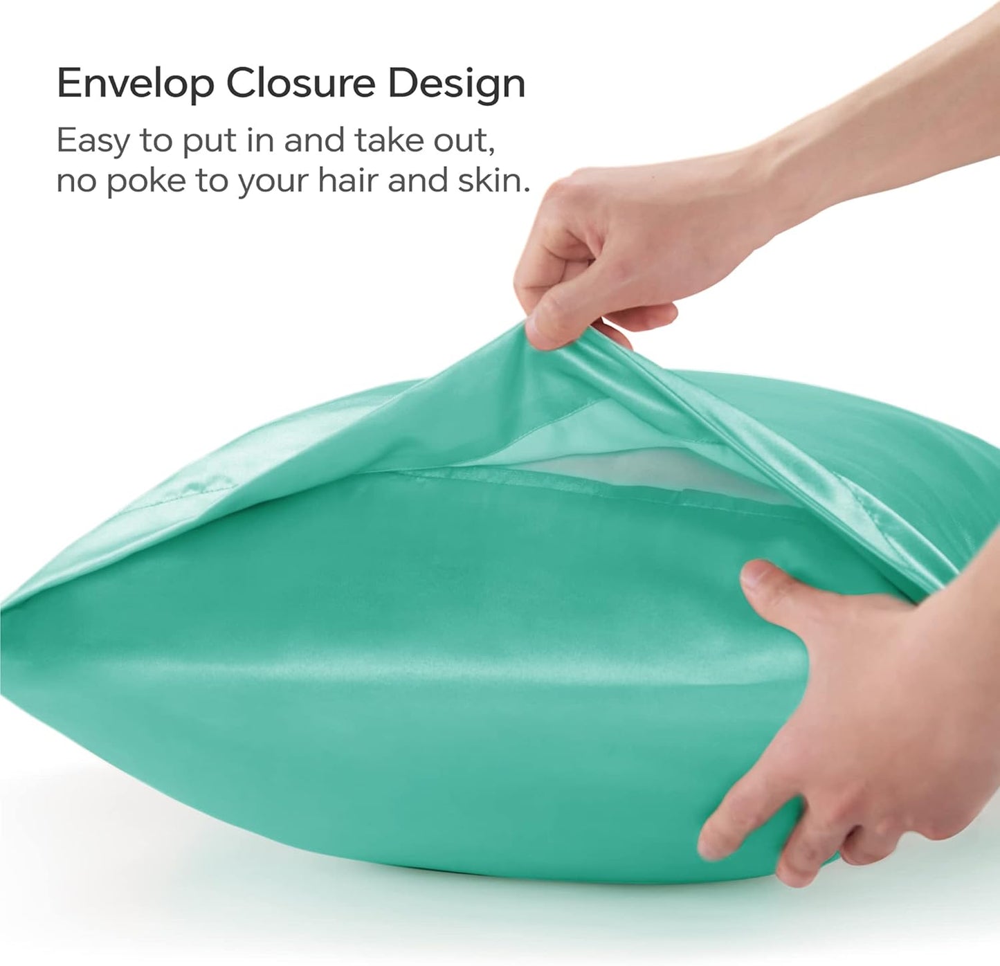 BEDELITE Satin Body Pillow Cover 2 Pack, Super Soft and Cooling Body Pillow Pillowcase for Hair and Skin, Breathable Silky Full Long Pillowcase Cover(20"x54", Turquoise)